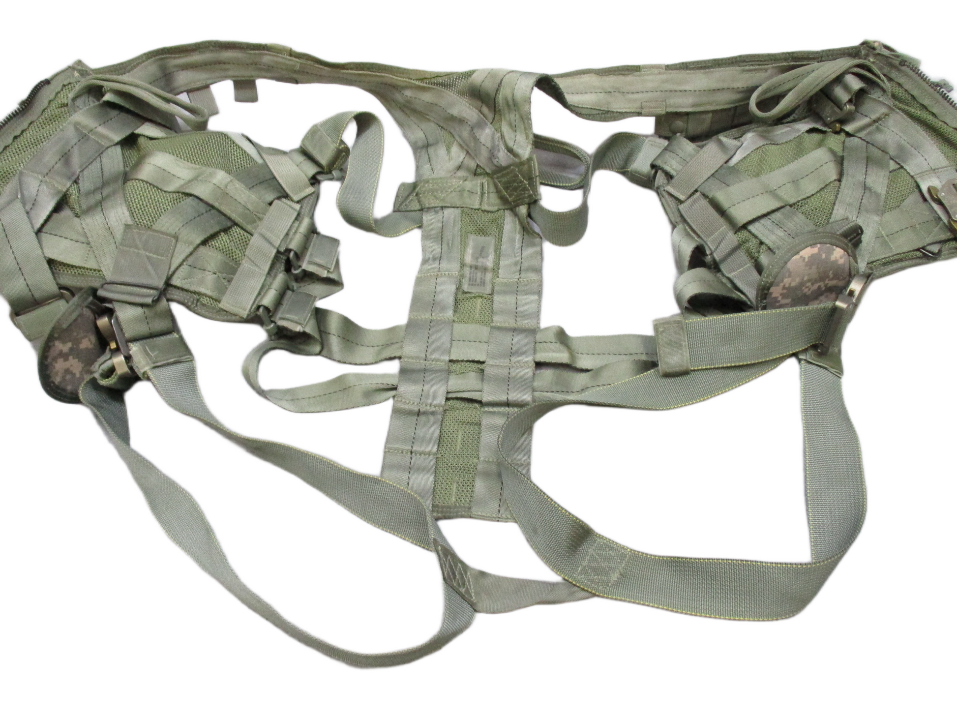 US Army Aviation Air Warrior vest harness by Centex Military Gear, featuring digital camouflage and survival extraction equipment.