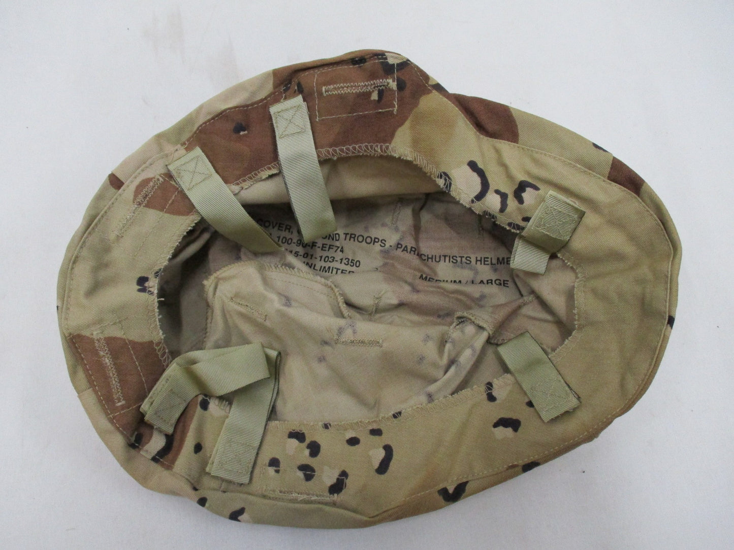 GENUINE USGI DESERT STORM CHOCOLATE CHIP COOKIE DOUGH PASGT HELMET COVER MED/LRG