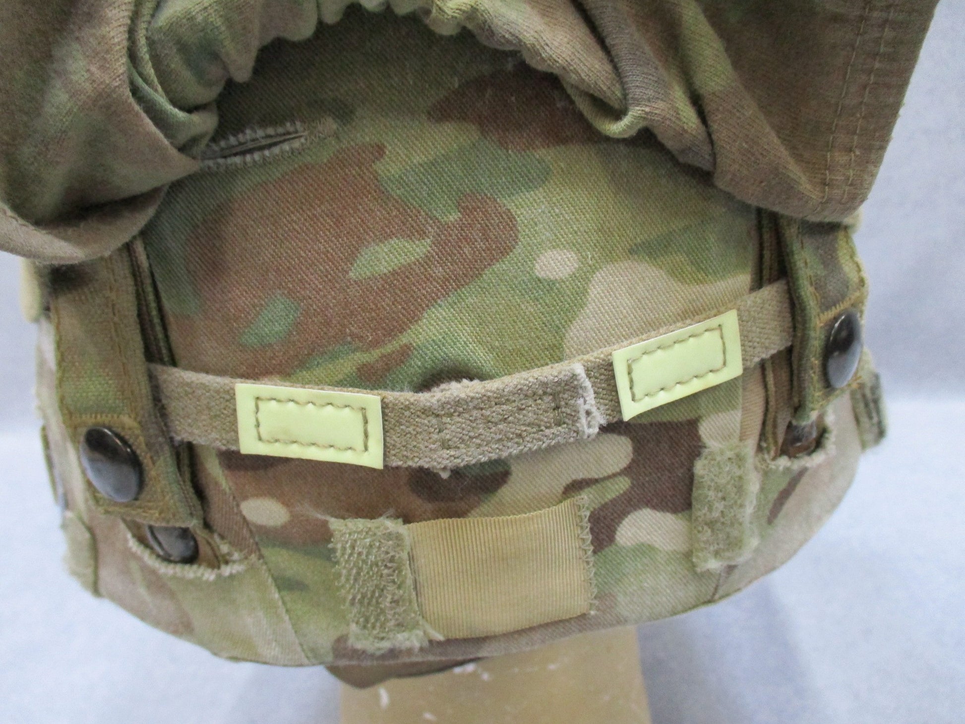 USGI ACH combat helmet size medium with BAE Systems logo, pads, NVG mount, goggles, and cat eye visor for military use.