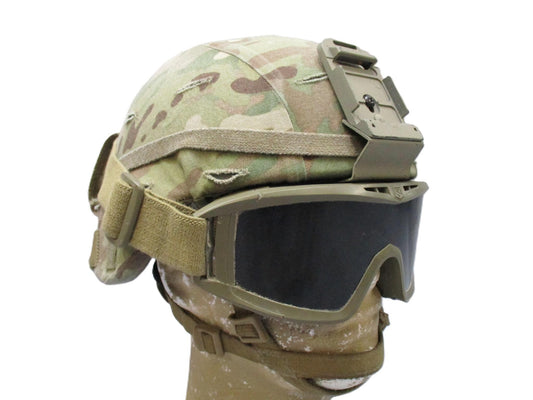 USGI ACH combat helmet by Centex Military Gear, size medium, with NVG mount, goggles, and Cat Eye attachments.