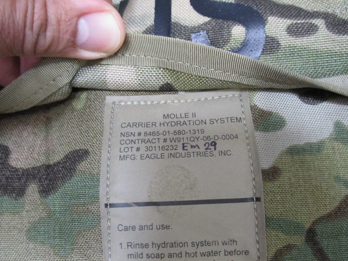 Multicam OCP Army Issue Molle hydration system from Centex Military Gear with CamelBak water pack and bladder.