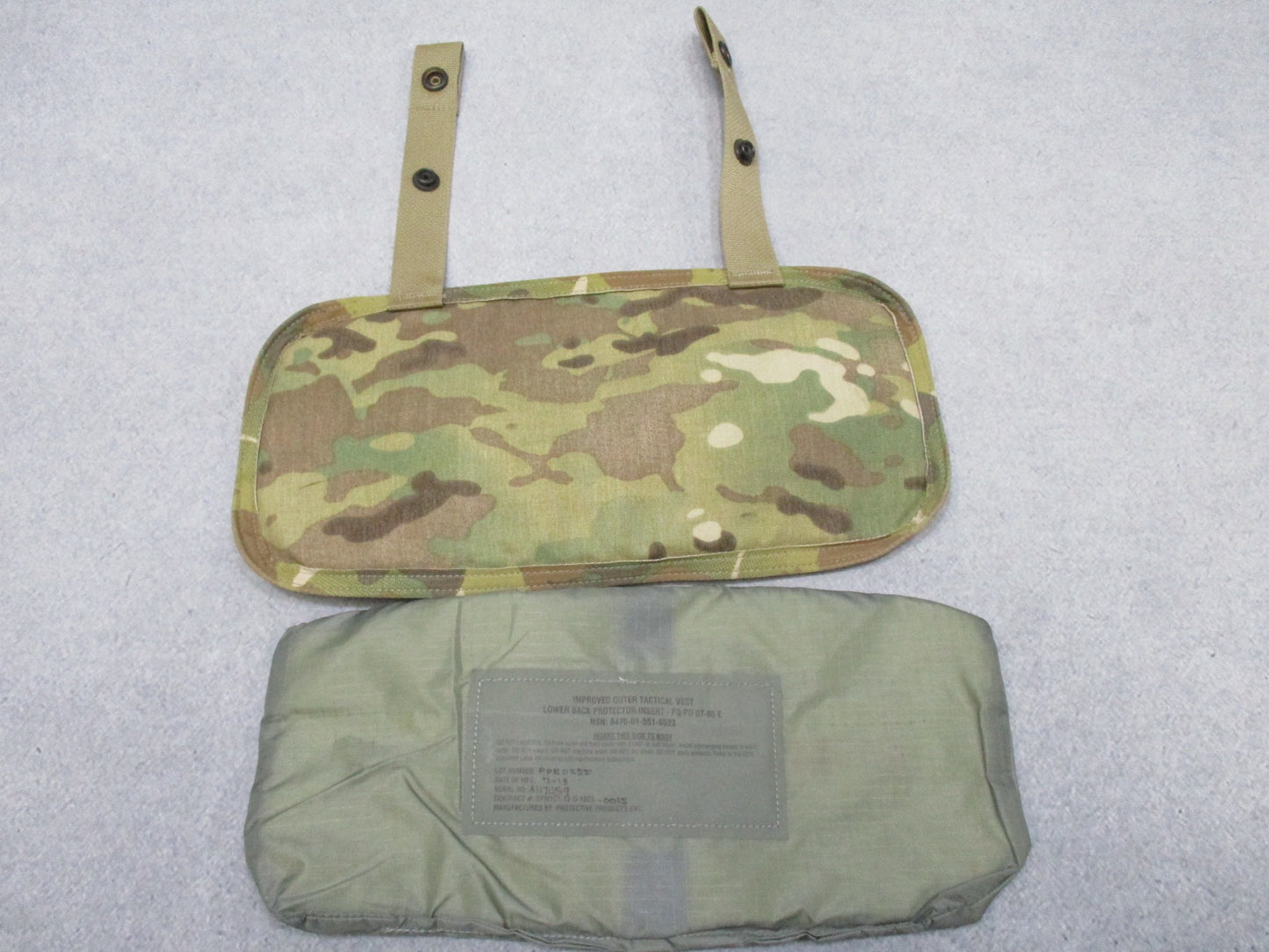 Used Multicam lower back protector butt pad by Centex Military Gear with Army OCP camouflage, shown on a plain background.