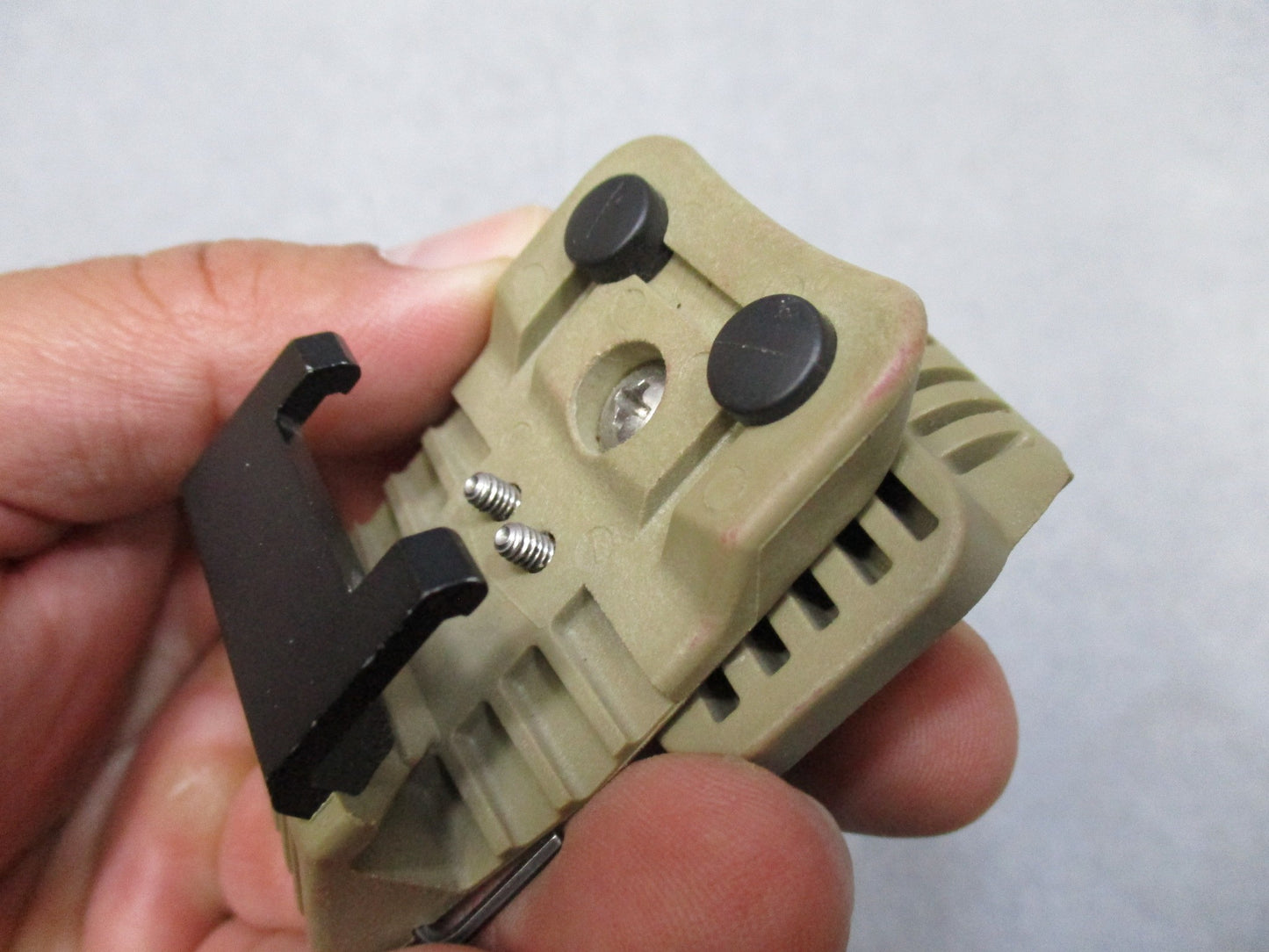 Centex Military Gear Army tan SureFire helmet light with white/blue IR strobe mounted on ACH/MICH helmet, used for tactical illumination.