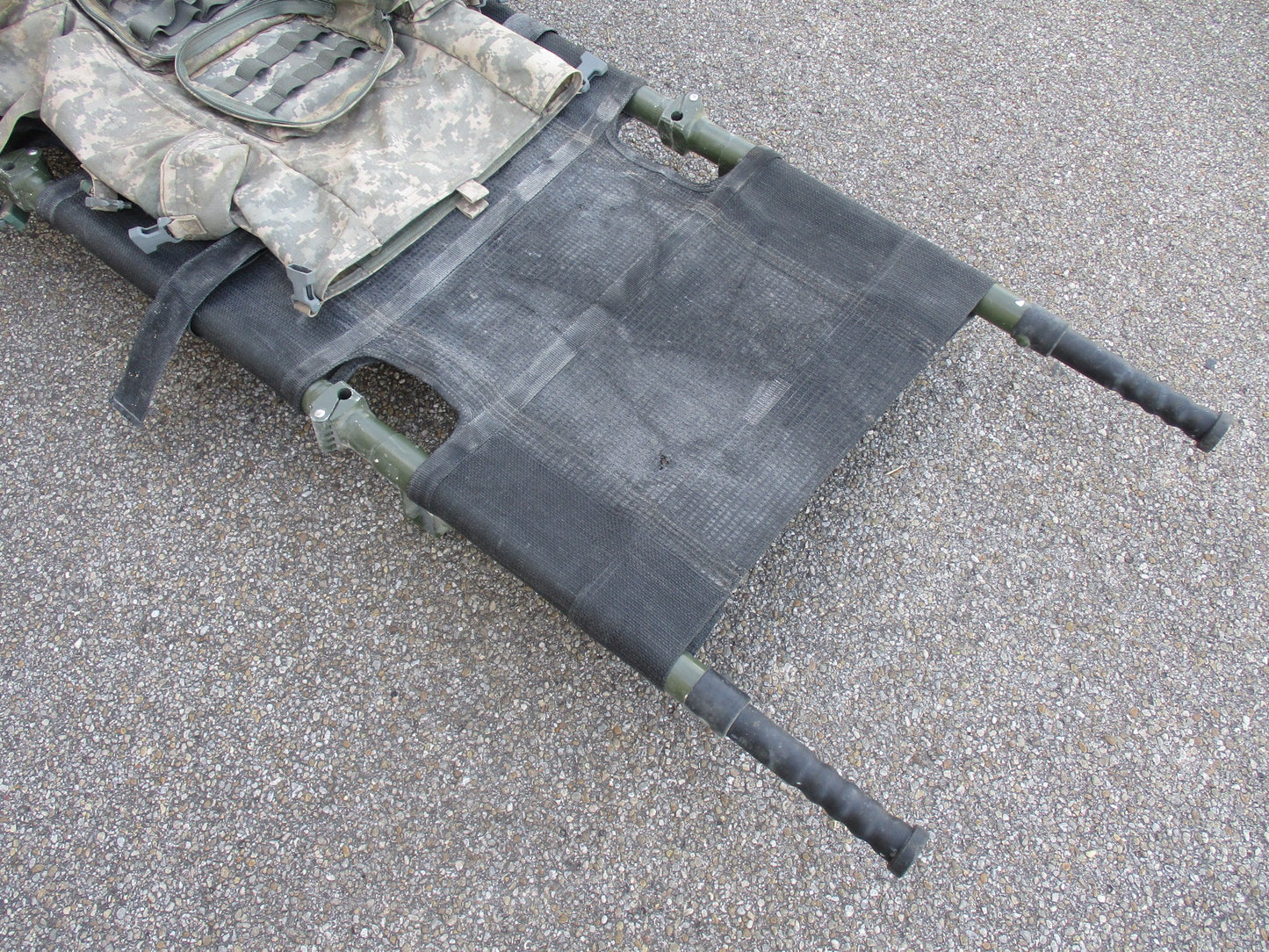 Centex Military Gear NAR Talon II 90C litter with carry bag, foldable ACU medical stretcher, used for military medical emergencies