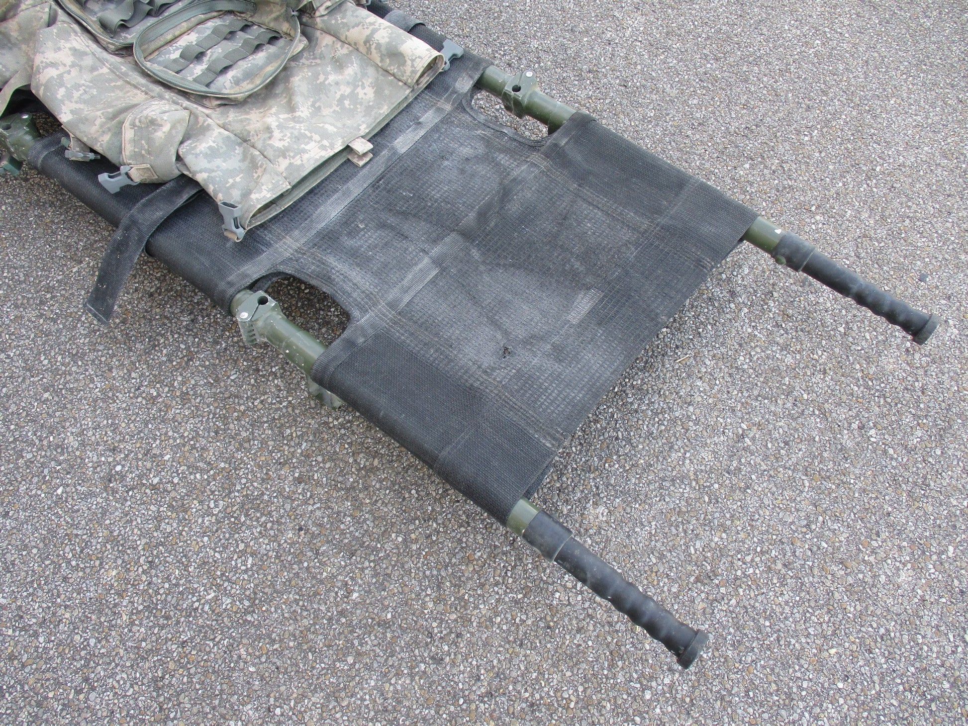 Centex Military Gear NAR Talon II 90C litter with carry bag, foldable ACU medical stretcher, used for military medical emergencies