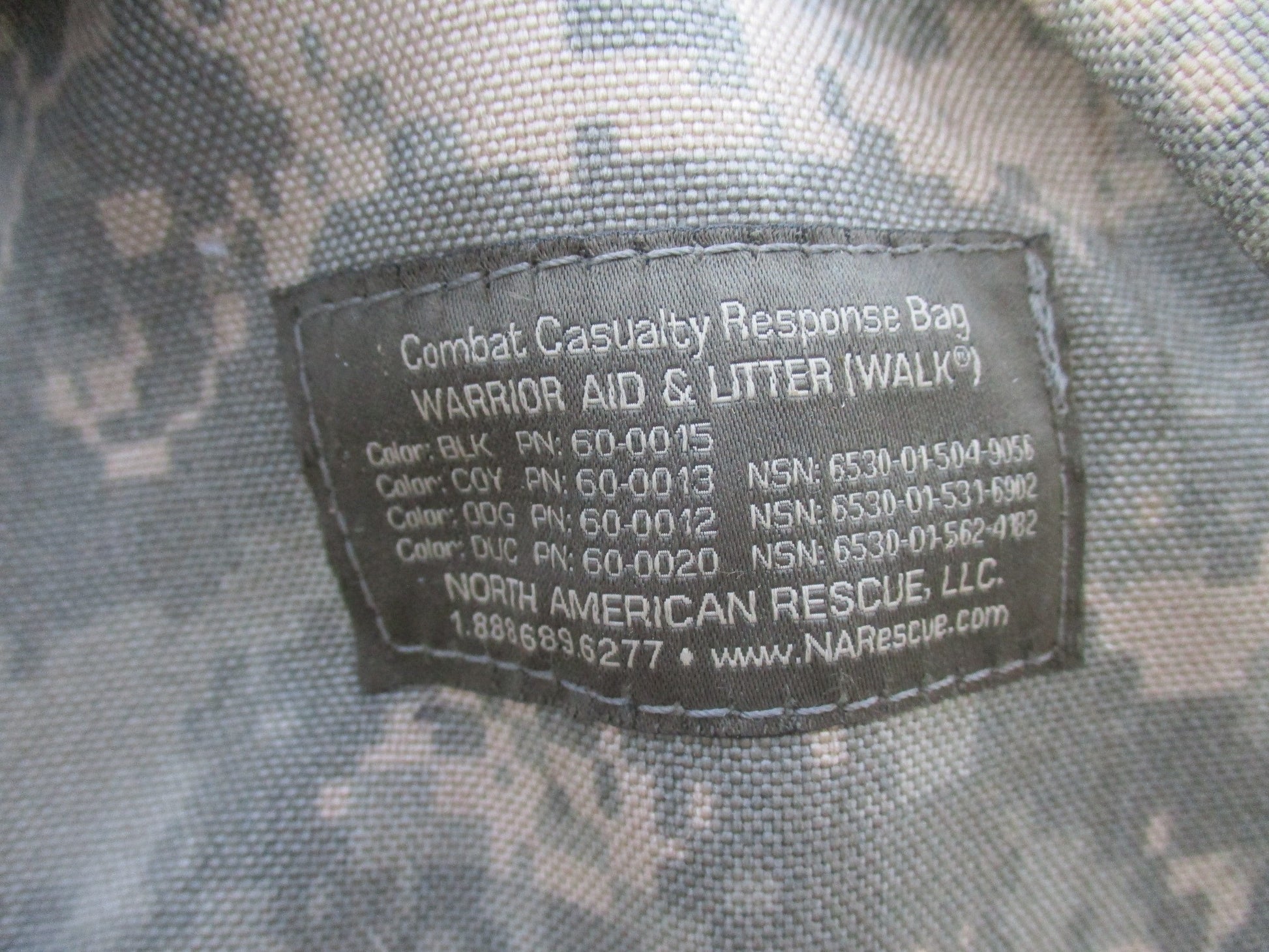 Centex Military Gear NAR Talon II 90C military litter with carry bag, foldable ACU medical stretcher, used by army.