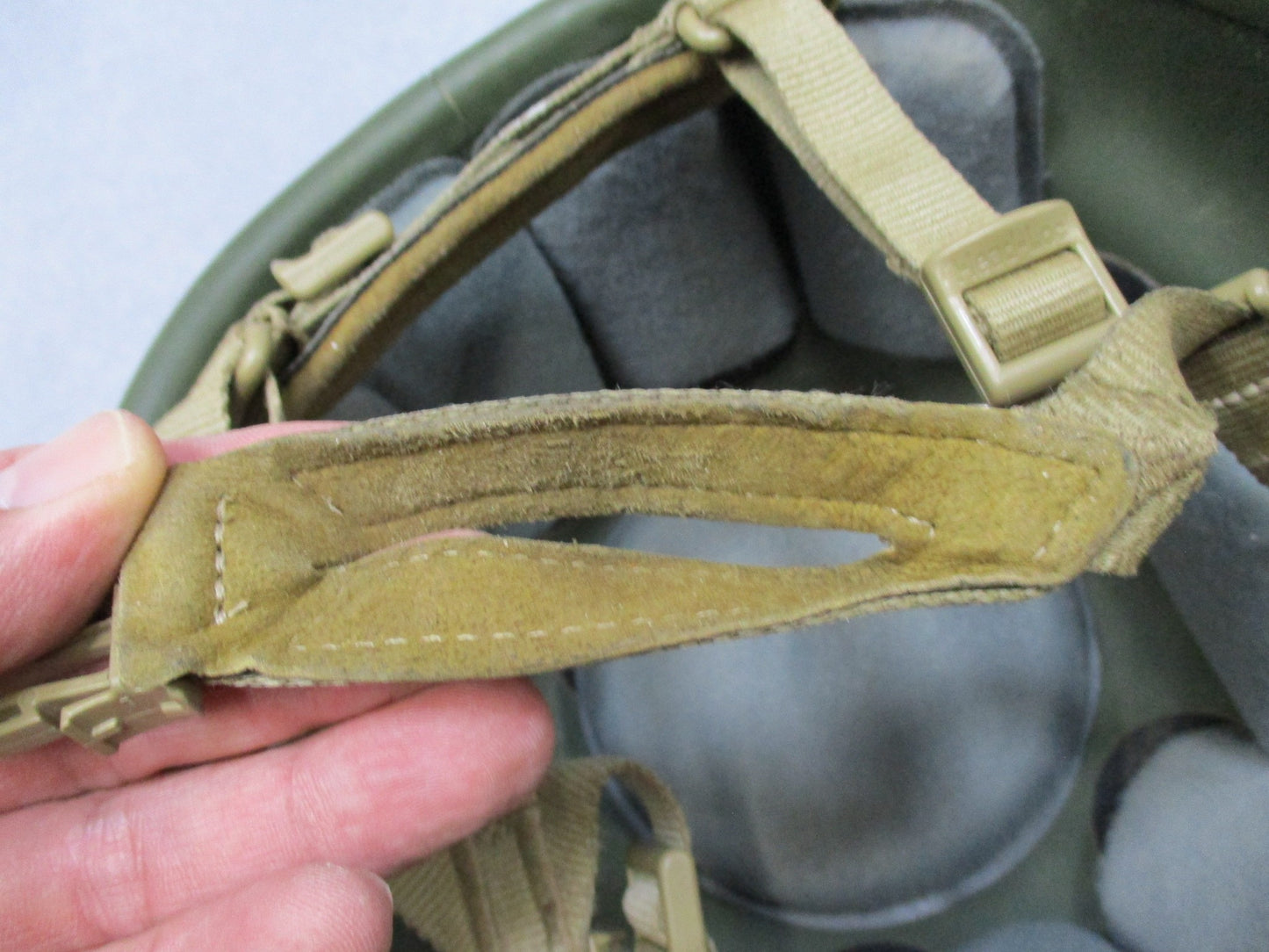 USGI MSA ACH Combat Helmet Large w/ Pads & Chin Strap Military Issue Green