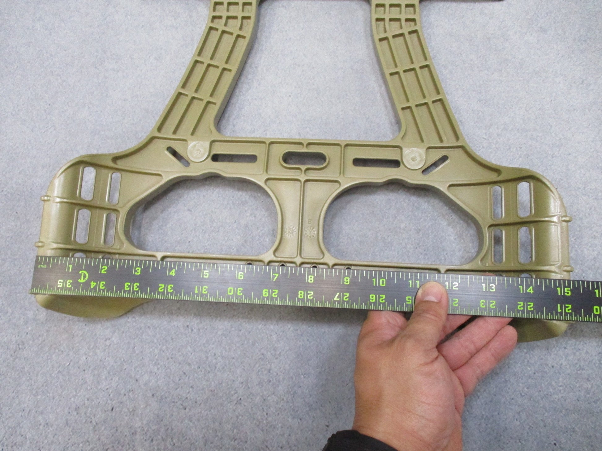 Tan USGI MOLLE 4K Main Pack Frame with external frame and MOLLE attachment points, designed for military tactical backpacks.