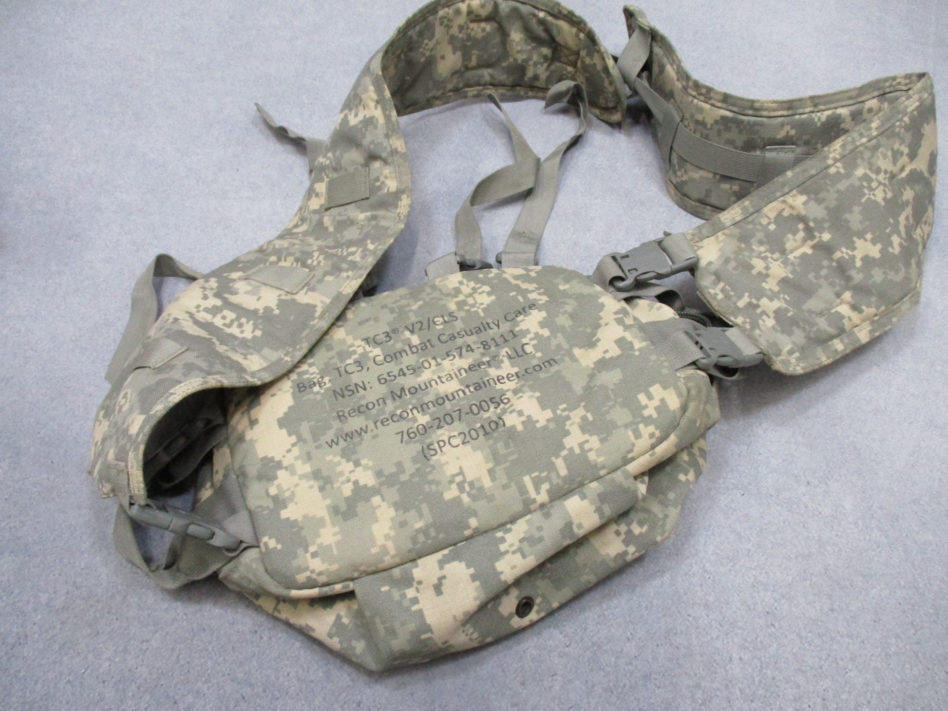 USGI CLS medical bag in ACU digital camouflage by Centex Military Gear, empty Army Combat Lifesaver bag with multiple compartments.