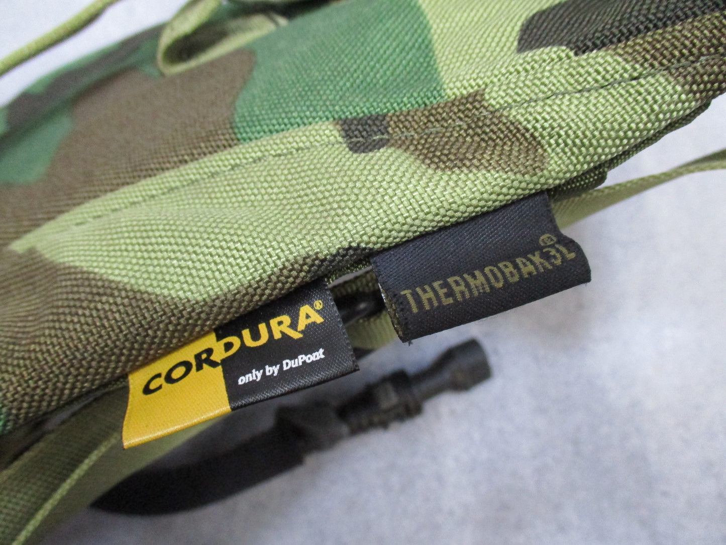 Centex Military Gear Camelbak 3L Woodland M81 hydration pack with outdoor backpack and thermobak in desert camouflage.