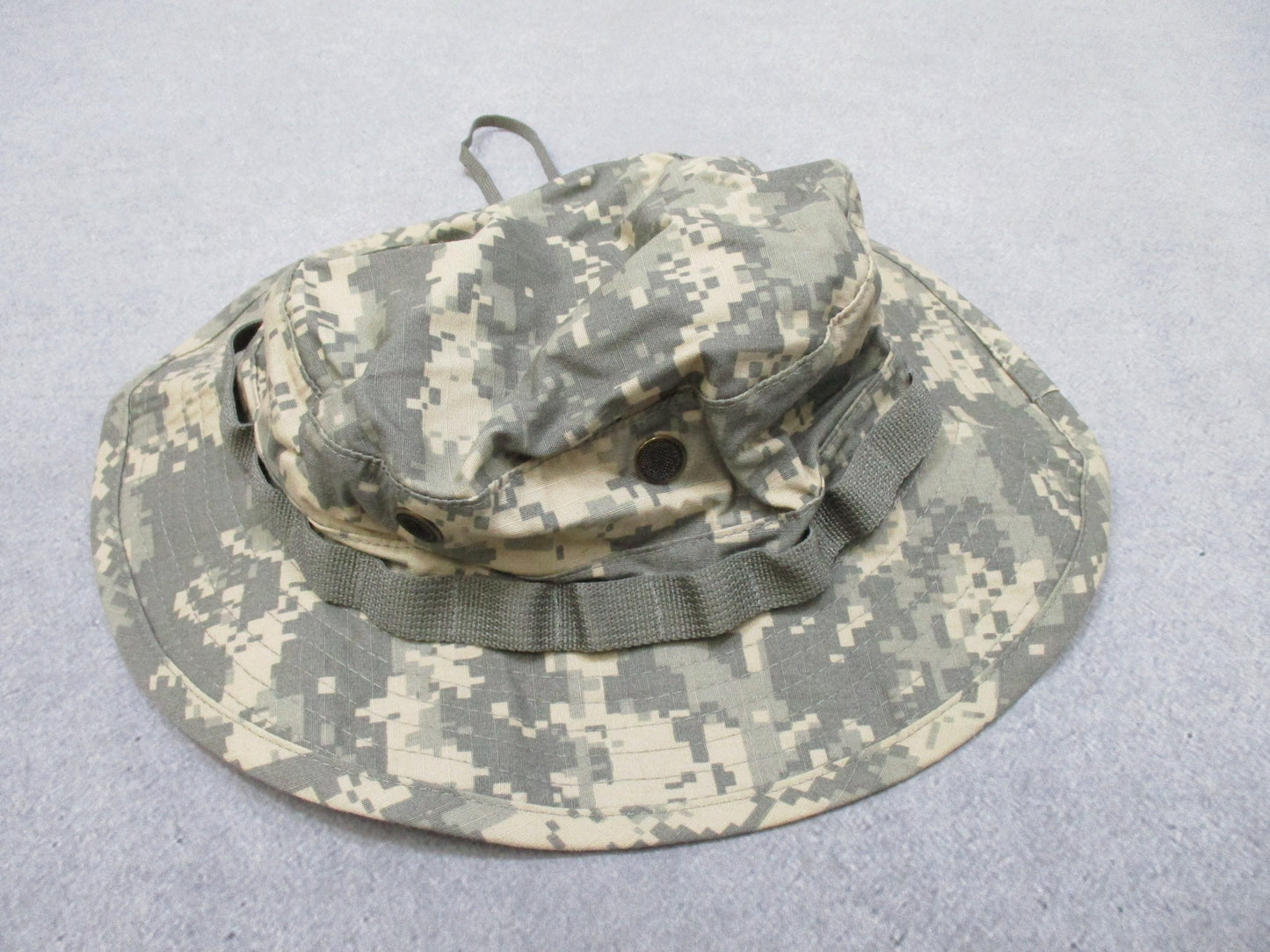 USGI ACU digital boonie hat in size 7.5 by Centex Military Gear, Army sun hat, Type IV, made in USA, with camouflage pattern