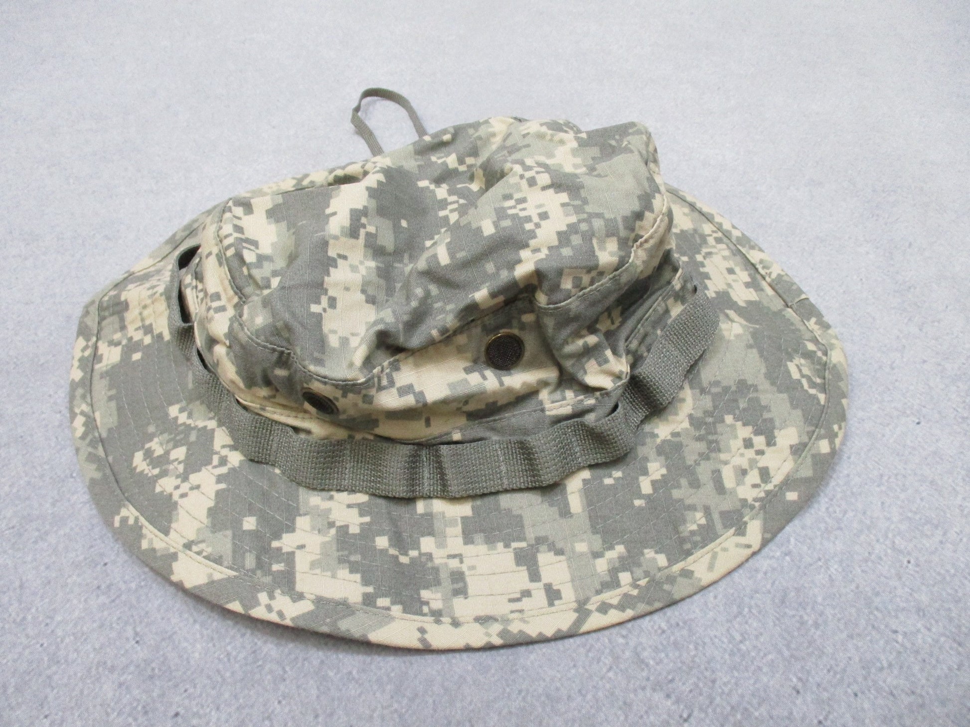 USGI ACU digital boonie hat in size 7.5 by Centex Military Gear, Army sun hat, Type IV, made in USA, with camouflage pattern