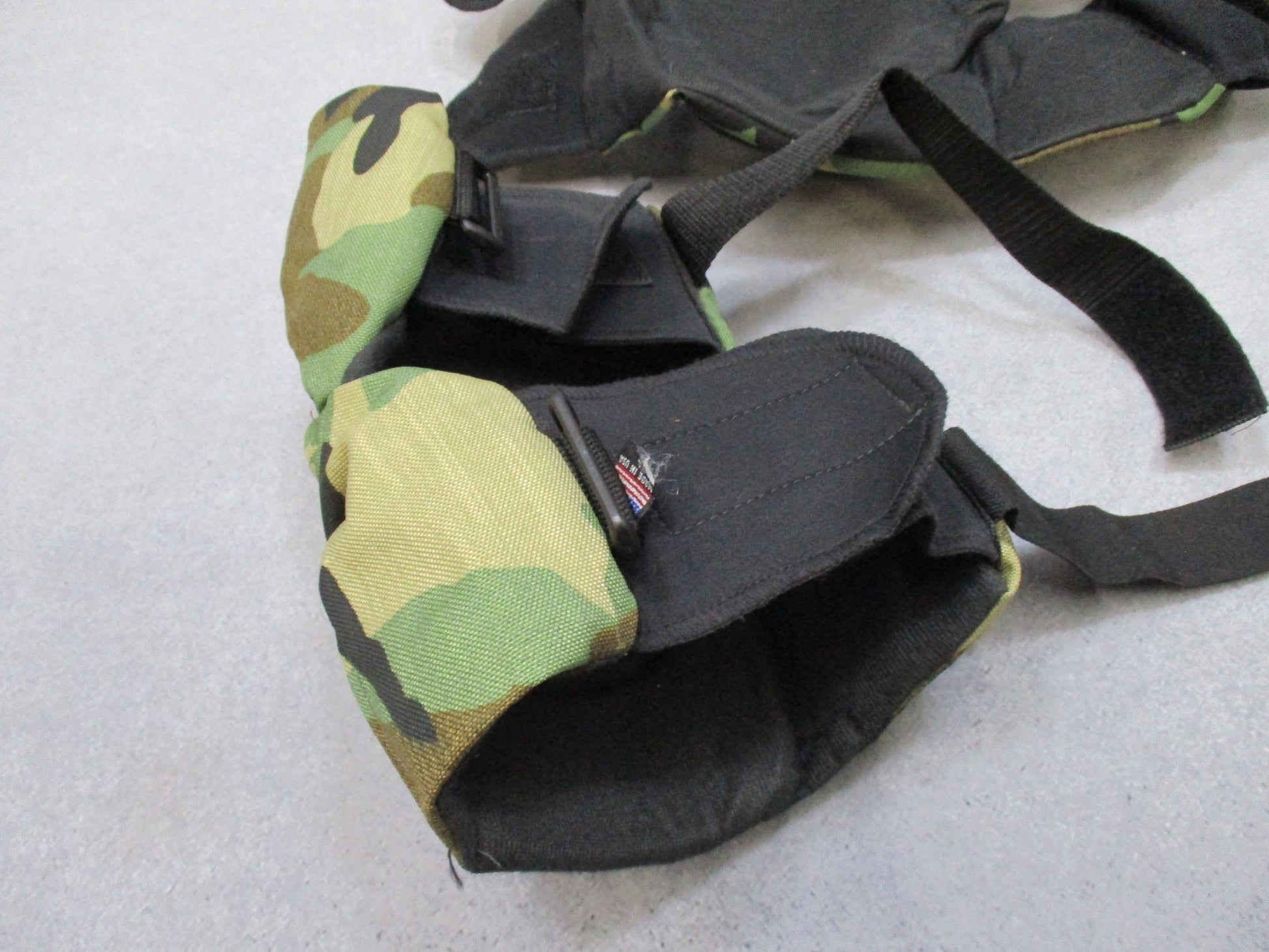 Centex Military Gear BIJAN'S BPE military knee pad set with thick, heavy-duty woodland camouflage tactical padded kneepads in large size.
