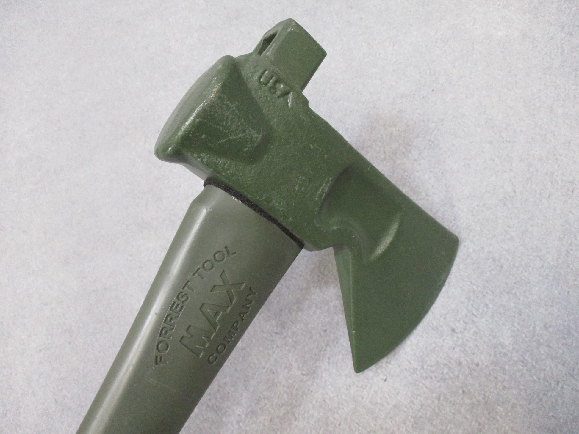 USGI Forest Tool MAX Axe with 34.5-inch fiberglass handle in OD green by Centex Military Gear, featuring rugged military-style design.