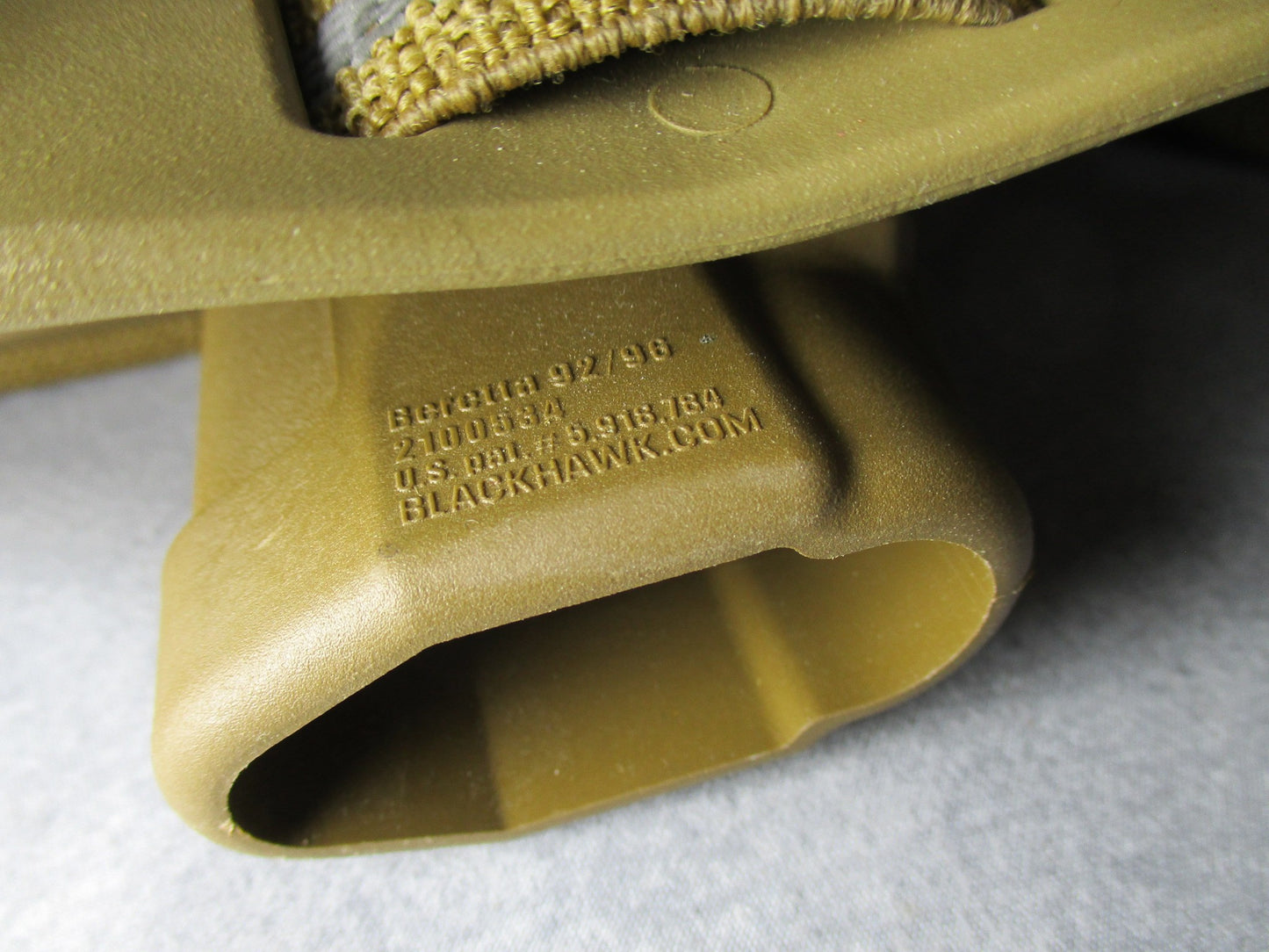 BlackHAWK SERPA CQC thigh holster for Beretta 92/96, tactical Coyote Tan, designed for right-handed use, by Centex Military Gear.
