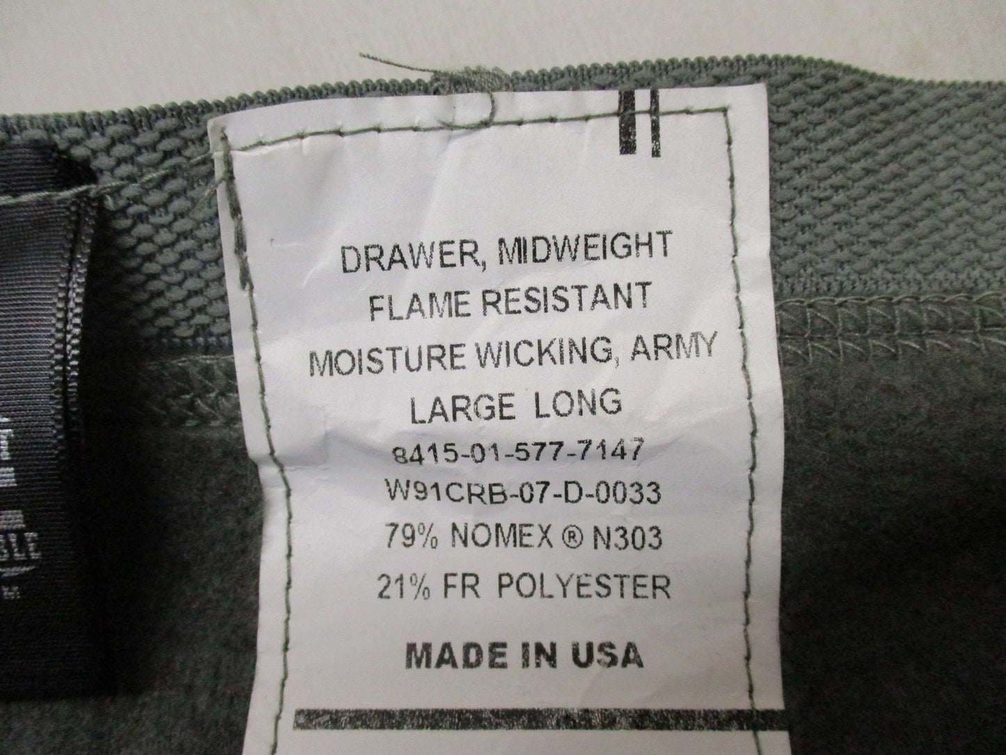 NWOT FREE DRAWER MID-WEIGHT LARGE/LONG FLAME RESISTANT PANTS FOLIAGE GREEN ARMY