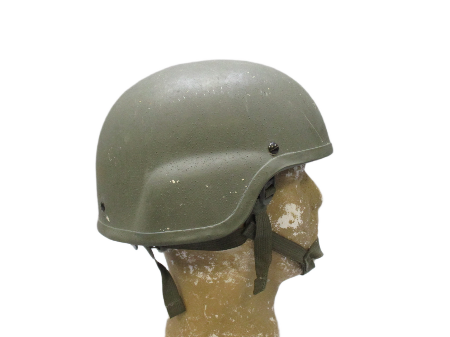 MSA ACH helmet in foliage green with Team Wendy chinstrap and Oregon Aero pads, showing interior and exterior details.