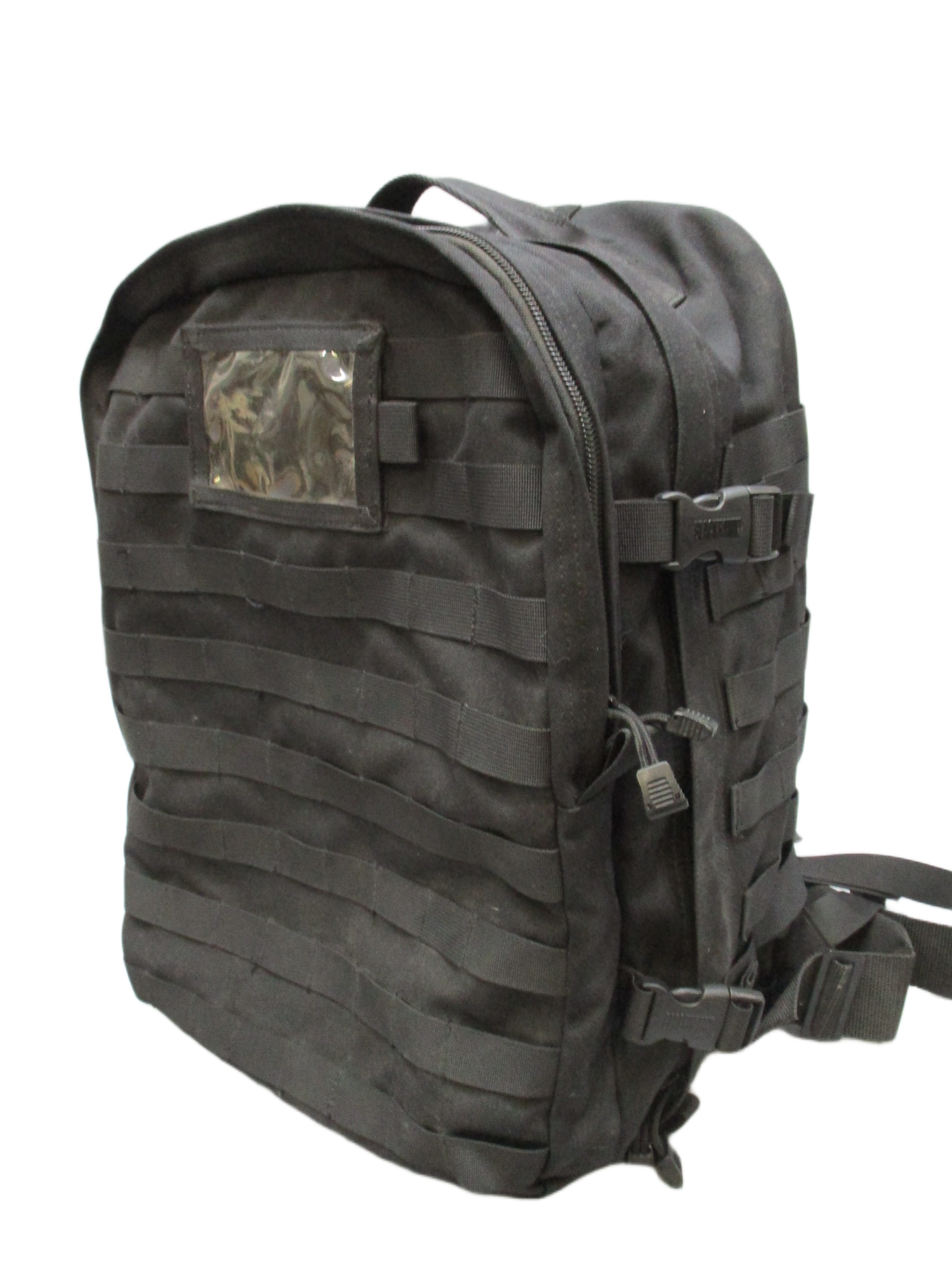 Blackhawk STRIKE medical backpack with MOLLE webbing and multiple compartments, designed for tactical medics in black color.