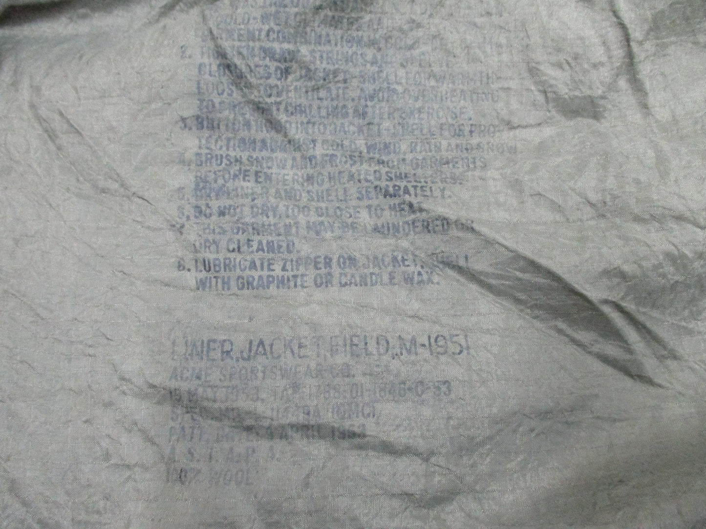 USGI M-1951 MILITARY FIELD JACKET LINER SMALL WOOL INSERT KOREAN WAR OLIVE GREEN - Centex Military Gear