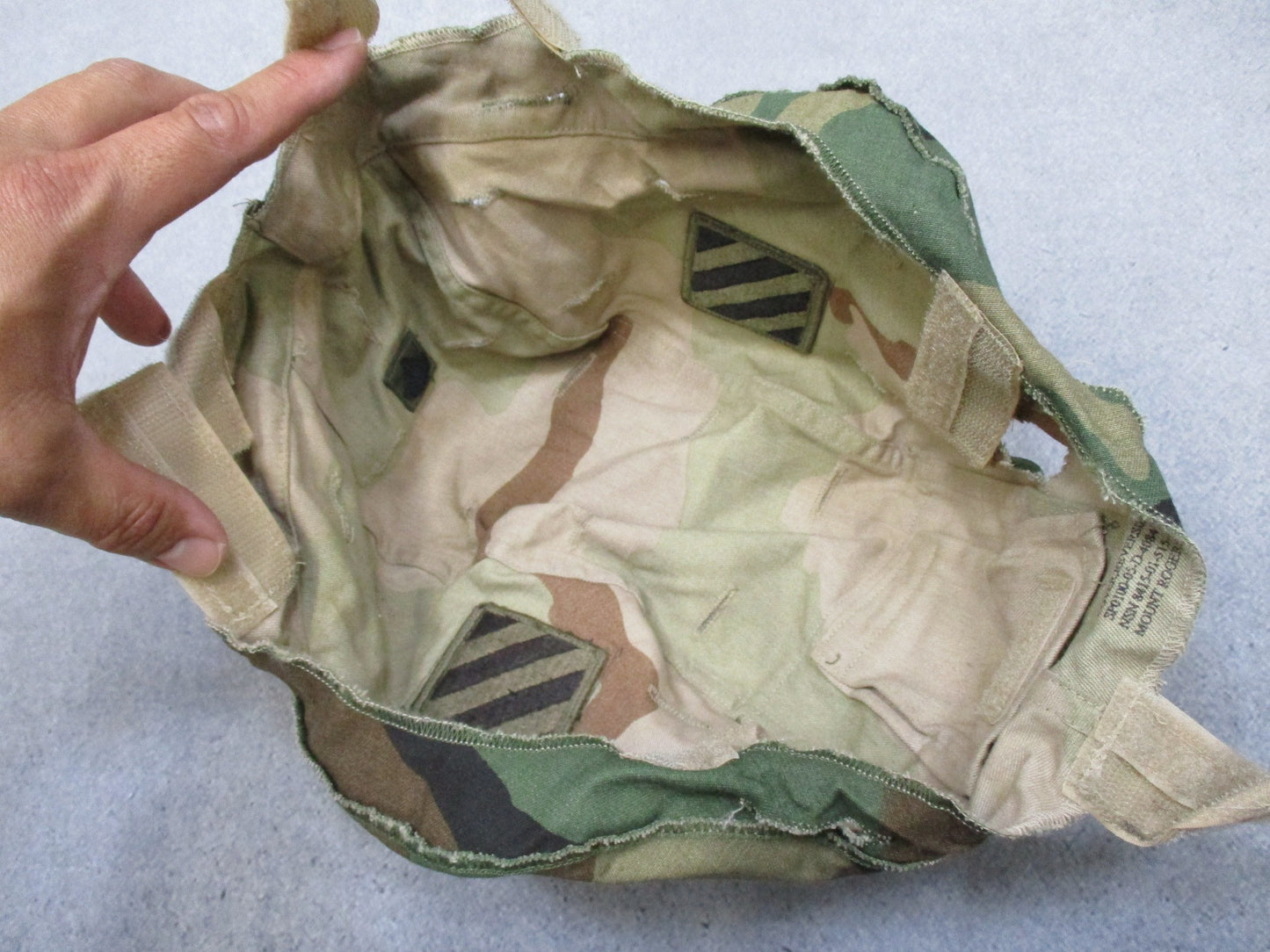 USGI ACH Helmet Cover Woodland Desert Reversible 3rd ID SPC Rank Small Medium