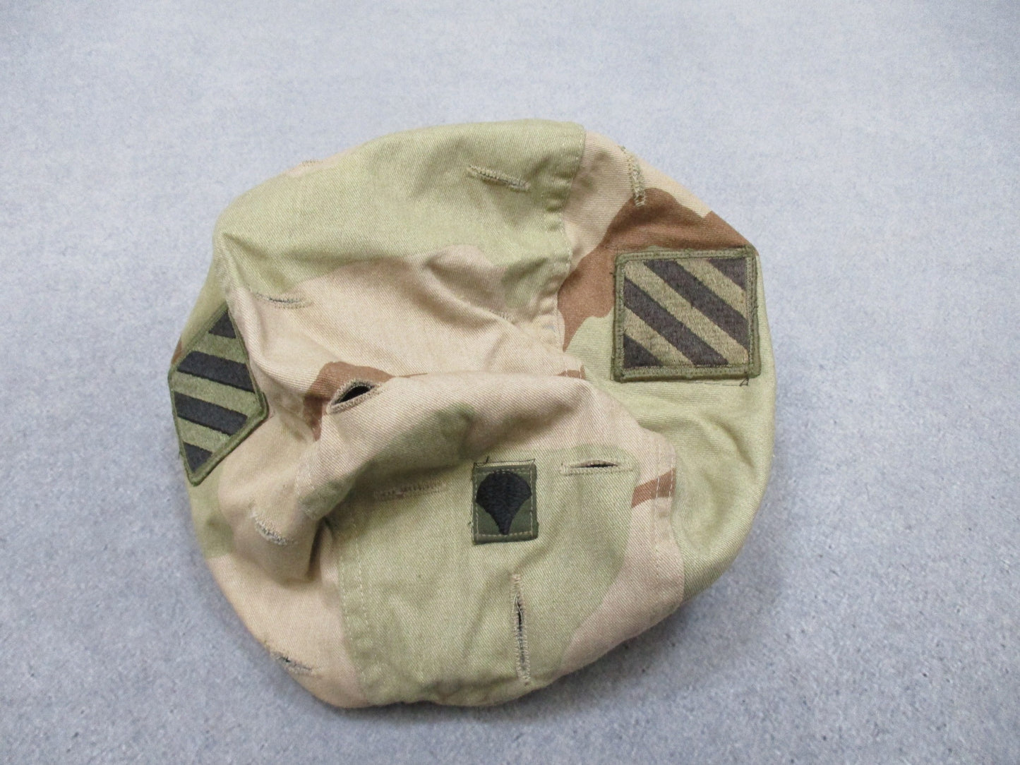USGI ACH Helmet Cover Woodland Desert Reversible 3rd ID SPC Rank Small Medium