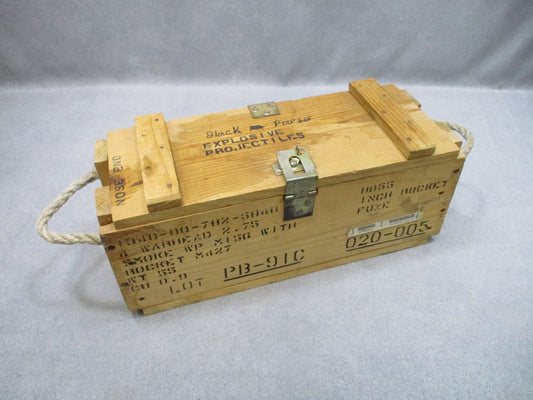 USGI Vintage Wooden Ammo Crate Box Rope Handles Military Storage Chest