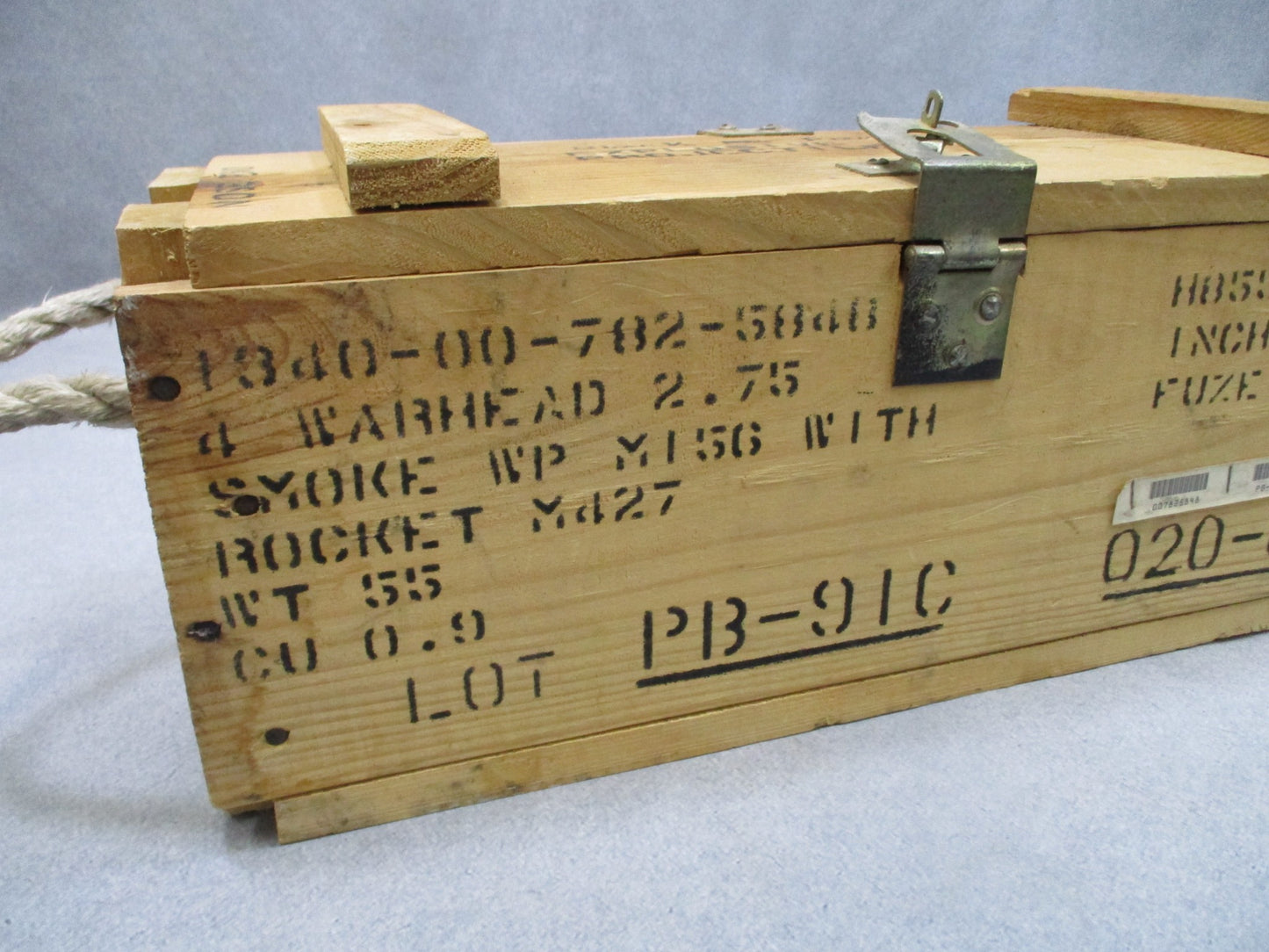 USGI Vintage Wooden Ammo Crate Box Rope Handles Military Storage Chest