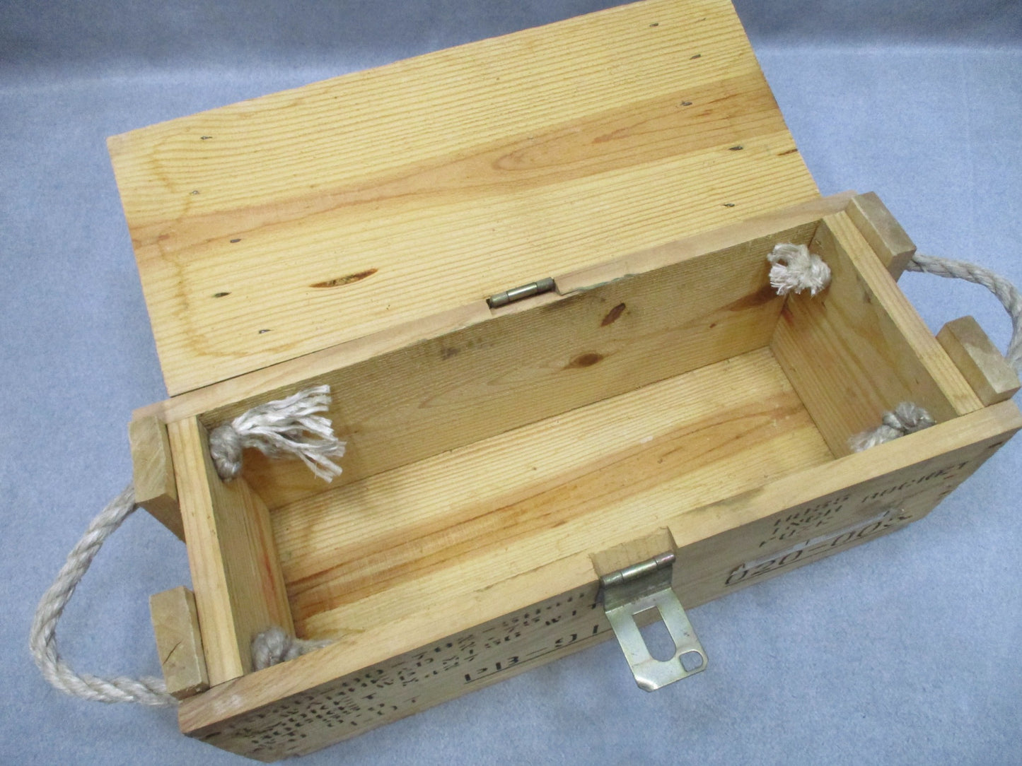 USGI Vintage Wooden Ammo Crate Box Rope Handles Military Storage Chest