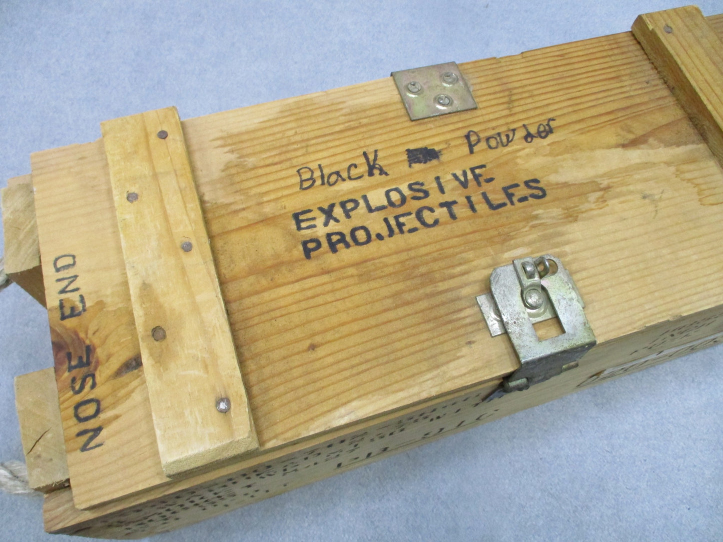 USGI Vintage Wooden Ammo Crate Box Rope Handles Military Storage Chest