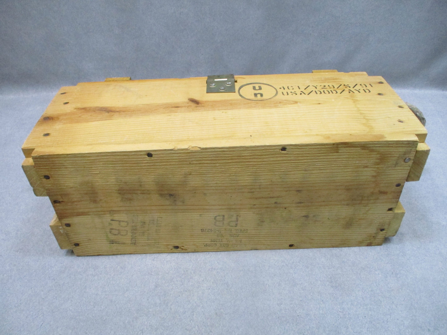 USGI Vintage Wooden Ammo Crate Box Rope Handles Military Storage Chest