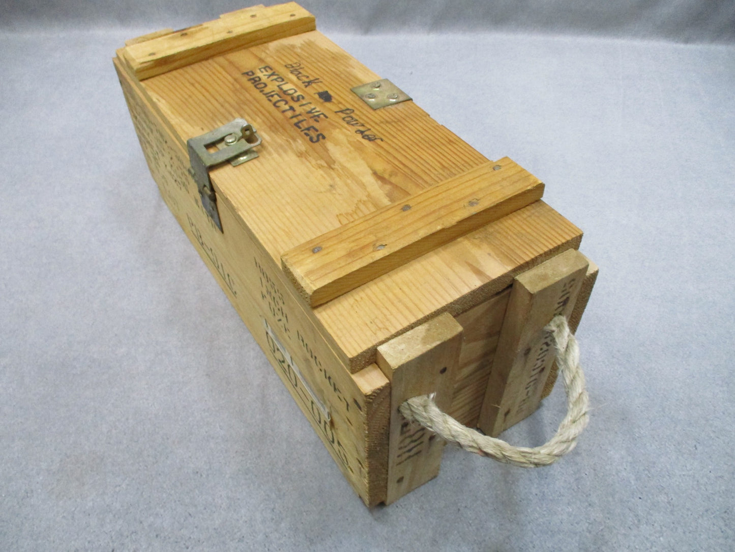 USGI Vintage Wooden Ammo Crate Box Rope Handles Military Storage Chest