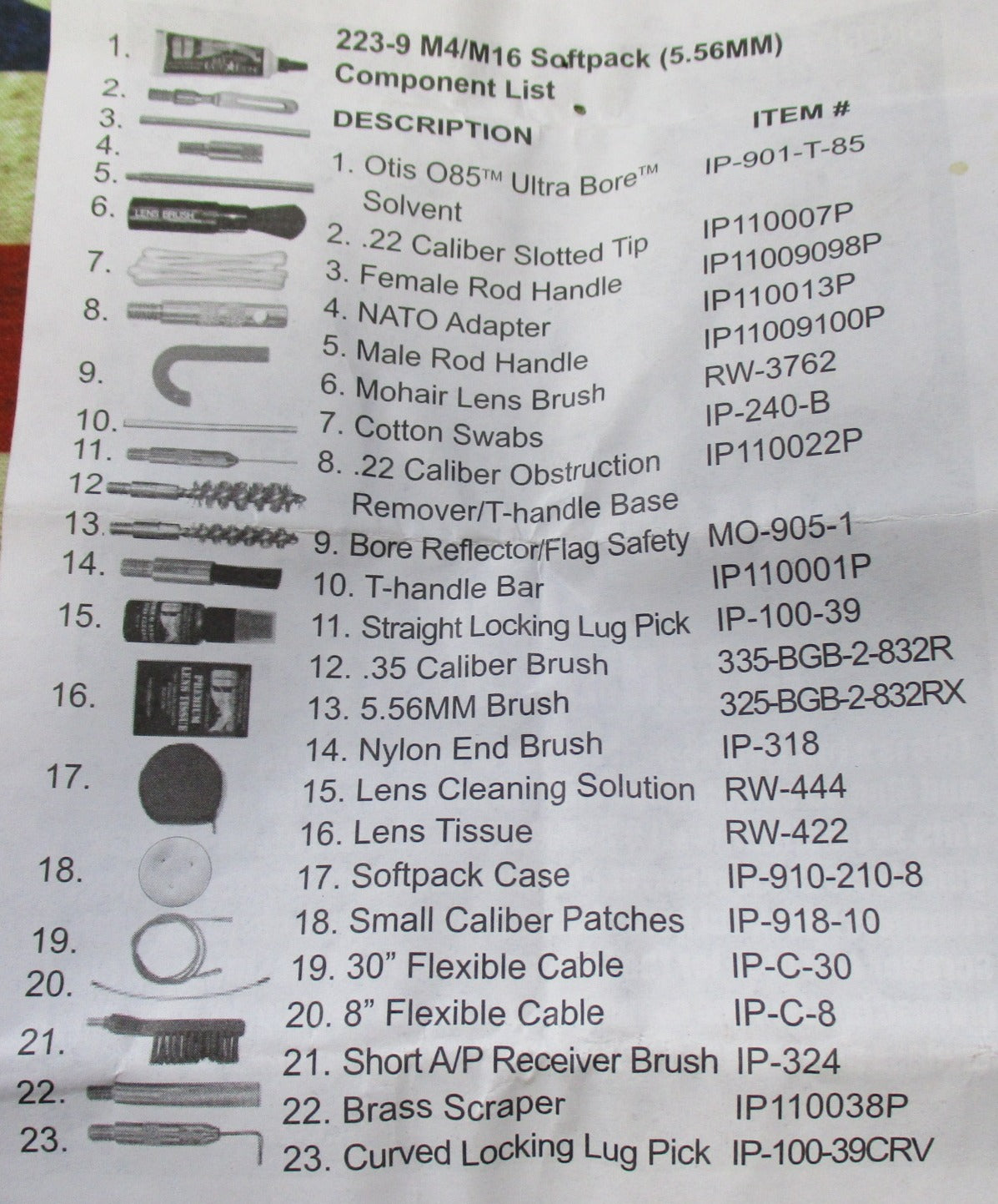 USGI OTIS .223 Cleaning Kit 5.56MM ALICE Softpack Rifle Maintenance Set (USED)