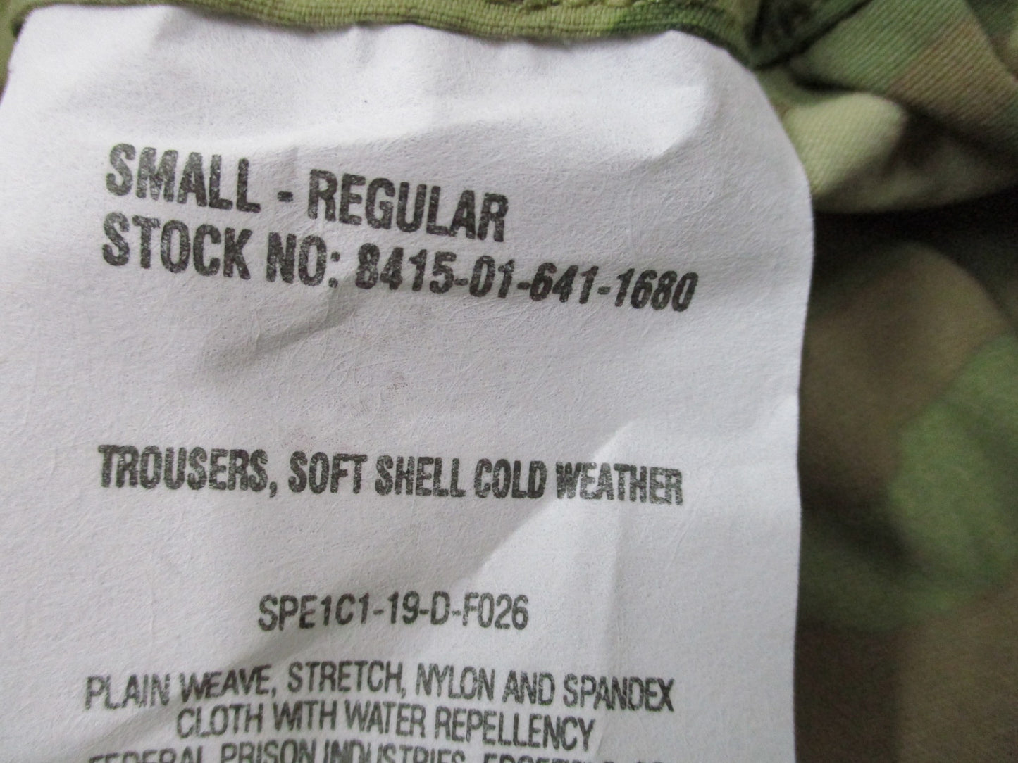 US ARMY COLD WEATHER TROUSER SCORPION OCP SMALL/REGULAR GEN 3 LVL 5 SOFT SHELL
