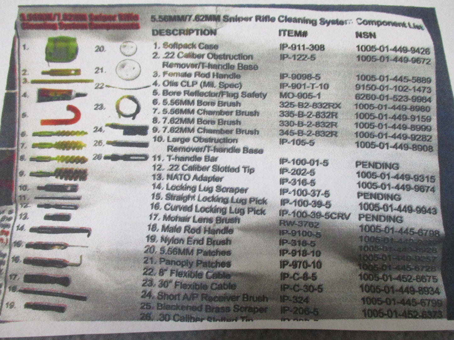 USGI OTIS 5.56 7.62 Rifle Cleaning Kit Sniper System Complete Soft Case - USED