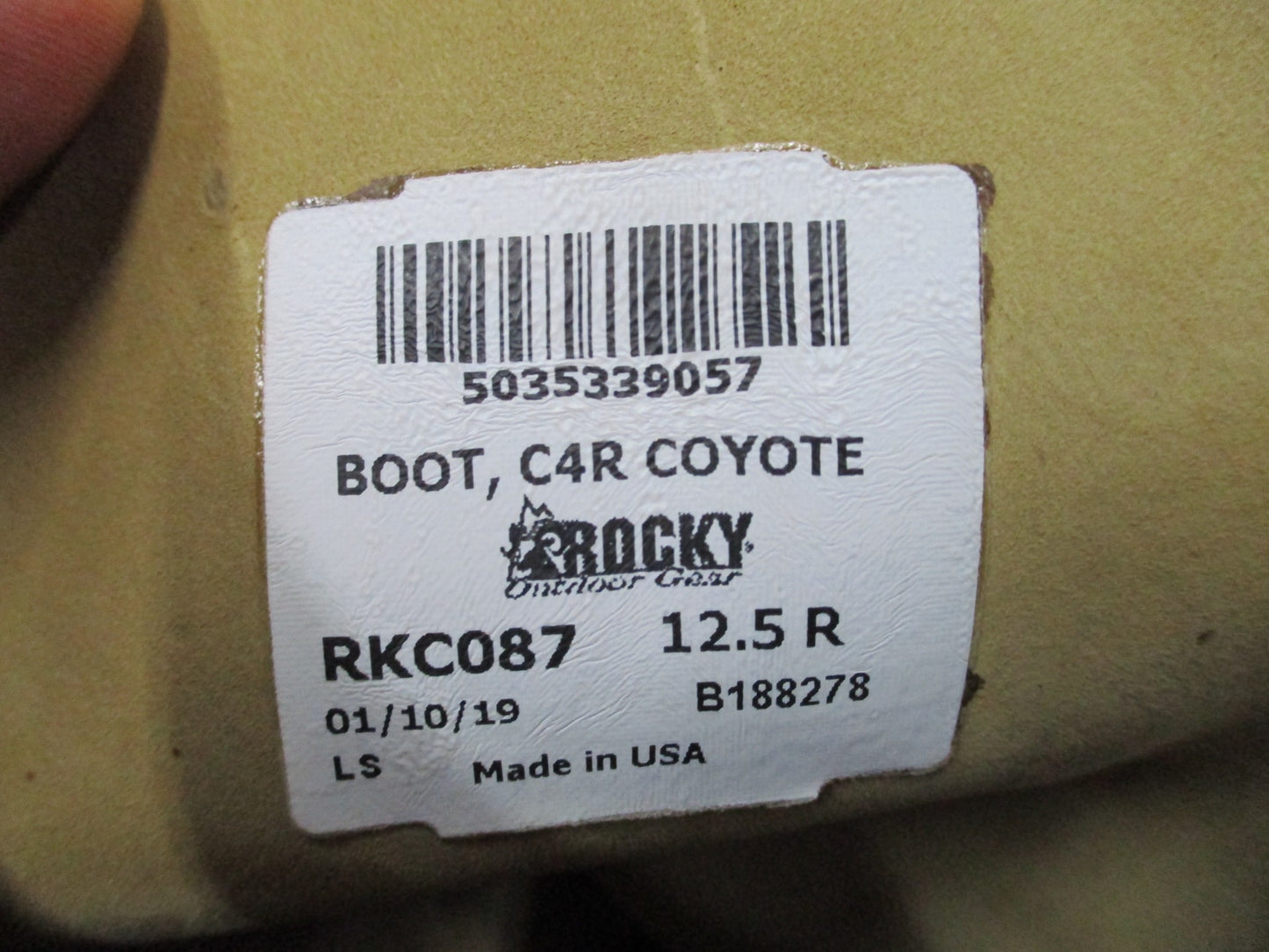 US ARMY ROCKY COMBAT BOOTS C4R TACTICAL BOOT COYOTE 12.5 REGULAR VIBRAM SOLE
