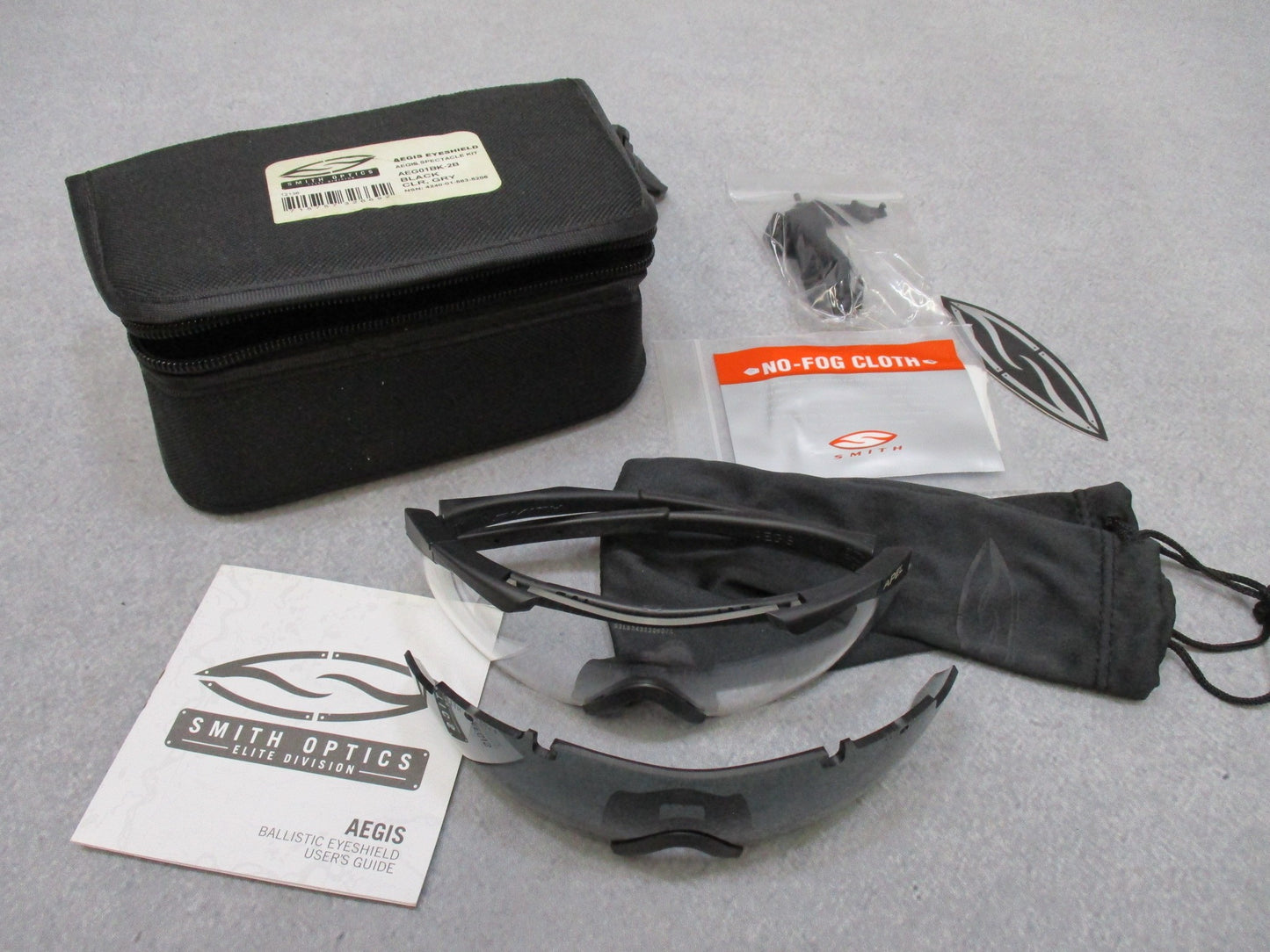 Used Smith Optics AEGIS SPECTACLE Eye Shield Safety Glasses Kit Black Frame
