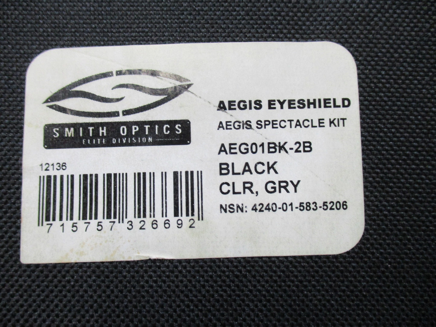 Used Smith Optics AEGIS SPECTACLE Eye Shield Safety Glasses Kit Black Frame