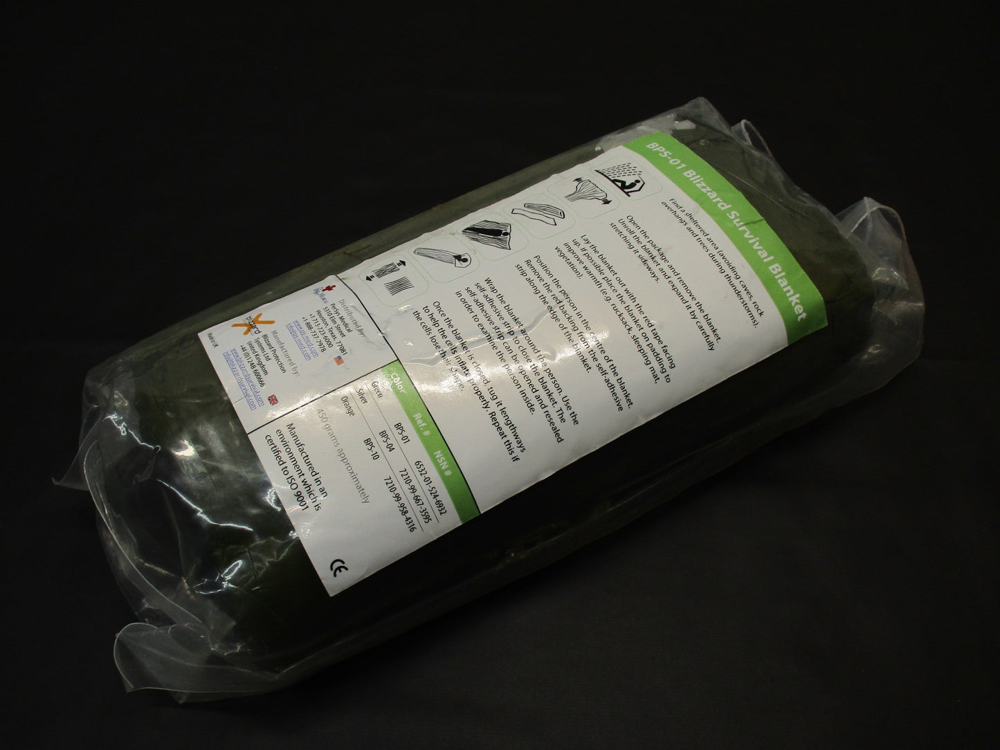 OD green Blizzard survival blanket by Centex Military Gear, lightweight emergency blanket for hiking, camping, and rescue.