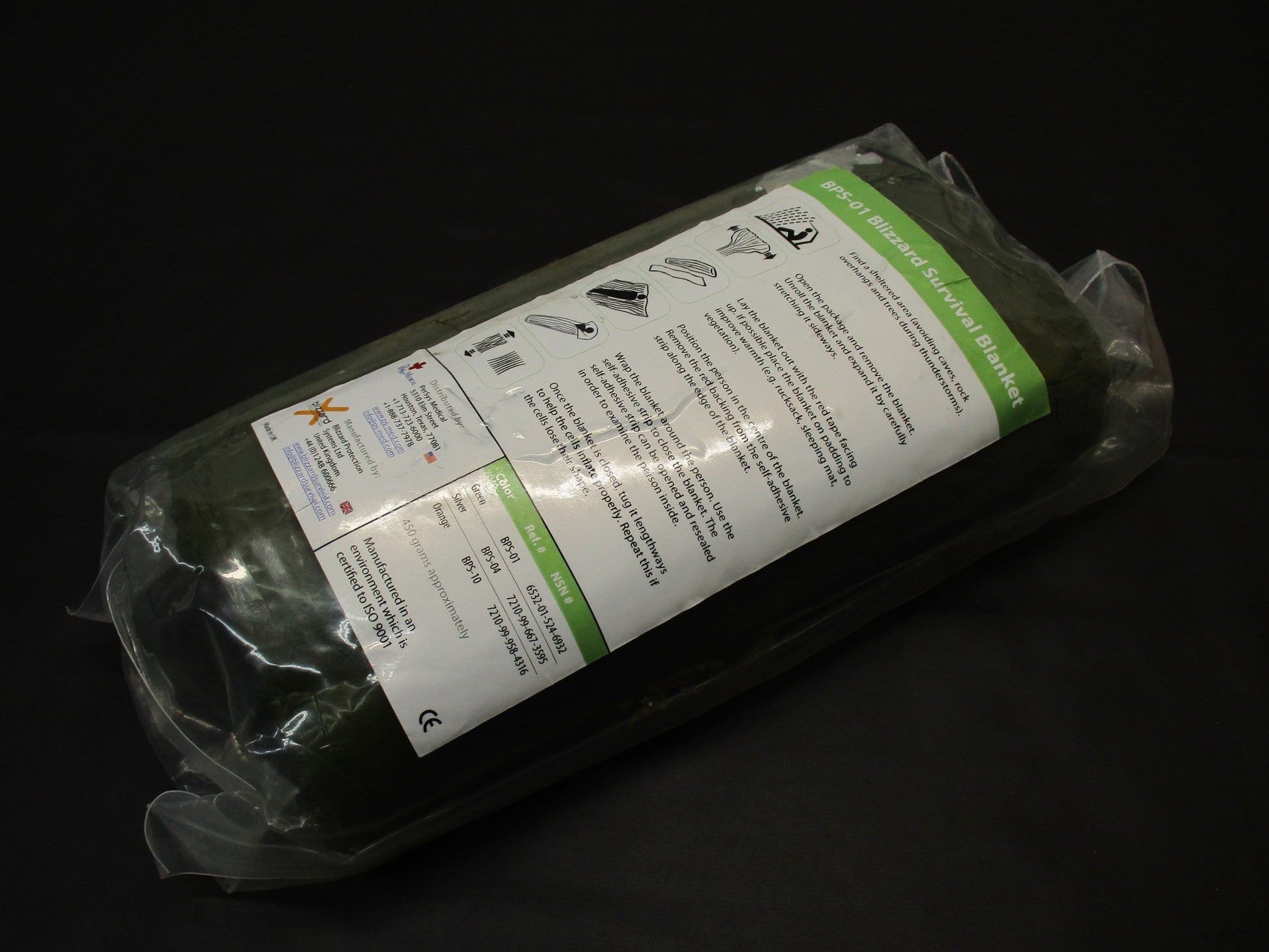 OD green Blizzard survival blanket by Centex Military Gear, lightweight emergency blanket for hiking, camping, and rescue.