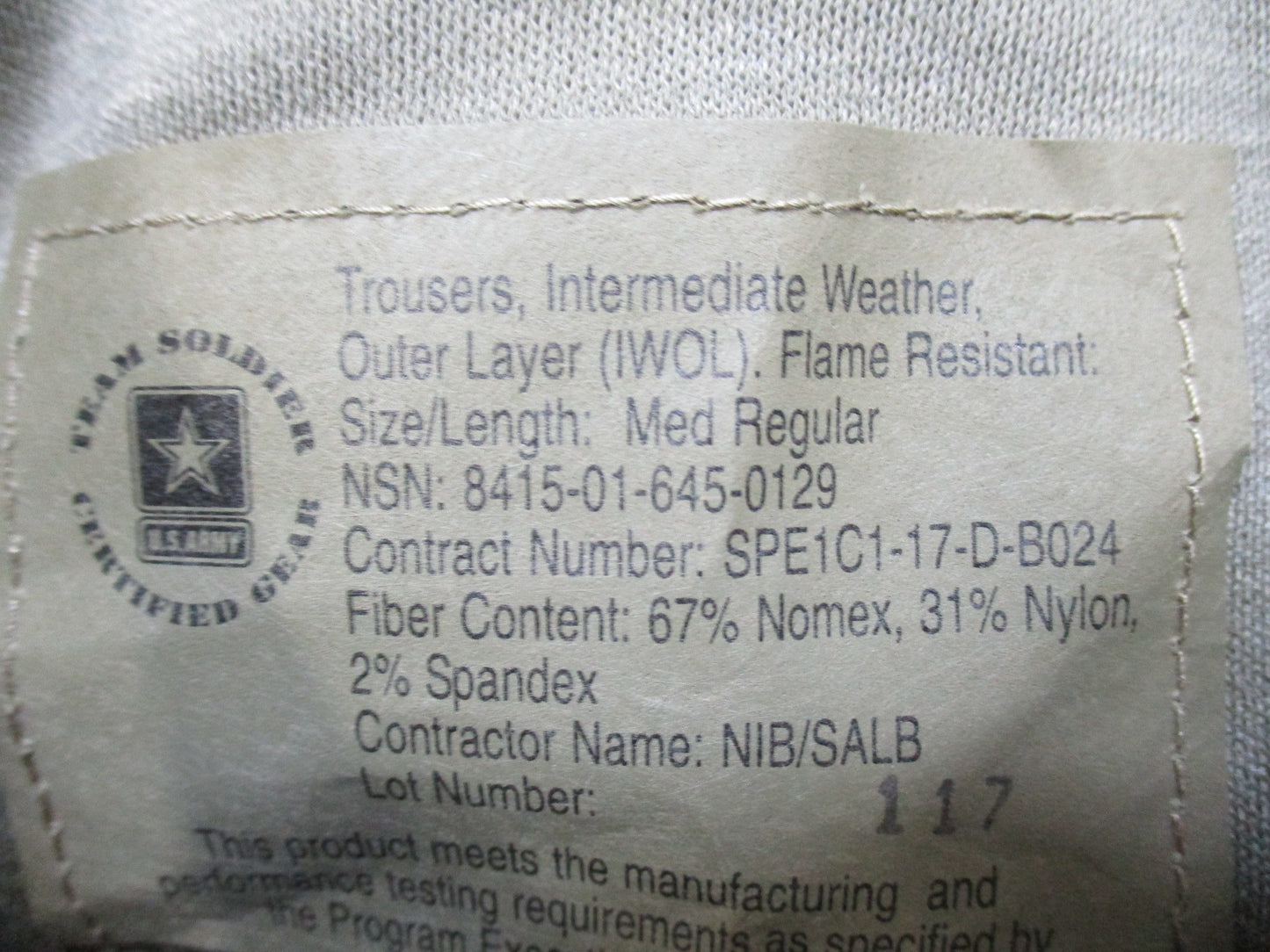ARMY MASSIF MULTICAM IWOL TROUSER BATTLESHIELD X PANTS FLEECE LINED MEDIUM/REG