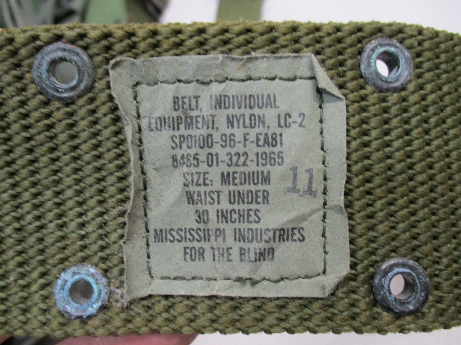 USGI WEB PISTOL BELT MEDIUM LBE LCE ALICE OD GREEN LC-2 NYLON 8465-01-322-1965 - Centex Military Gear