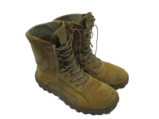 Used Rocky S2V Spec Ops Army tactical combat boots in Coyote Brown, size 12M, featuring rugged military-style design.