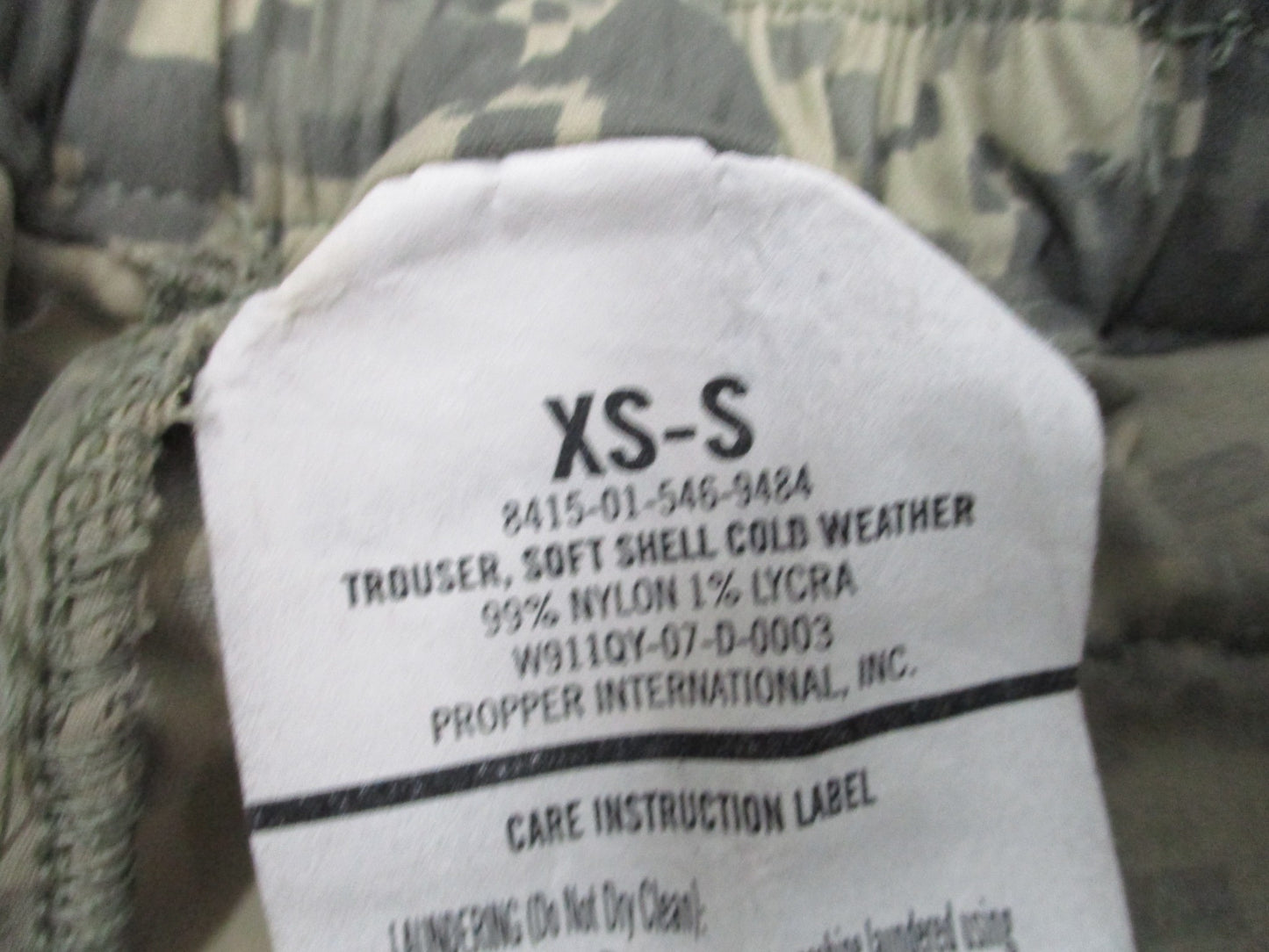ARMY ACU DIGITAL LEVEL 5 SOFT SHELL TROUSER COLD WEATHER PANTS X-SMALL/SHORT