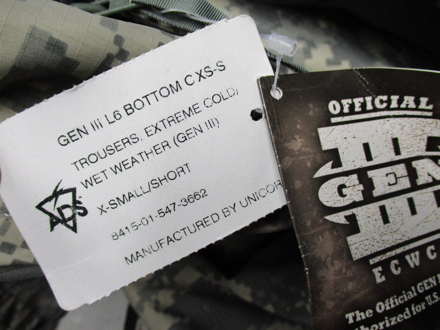 GEN 3 ACU DIGITAL GORE-TEX PANTS LEVEL 6 TROUSERS WET WEATHER PANTS XSMALL/SHORT