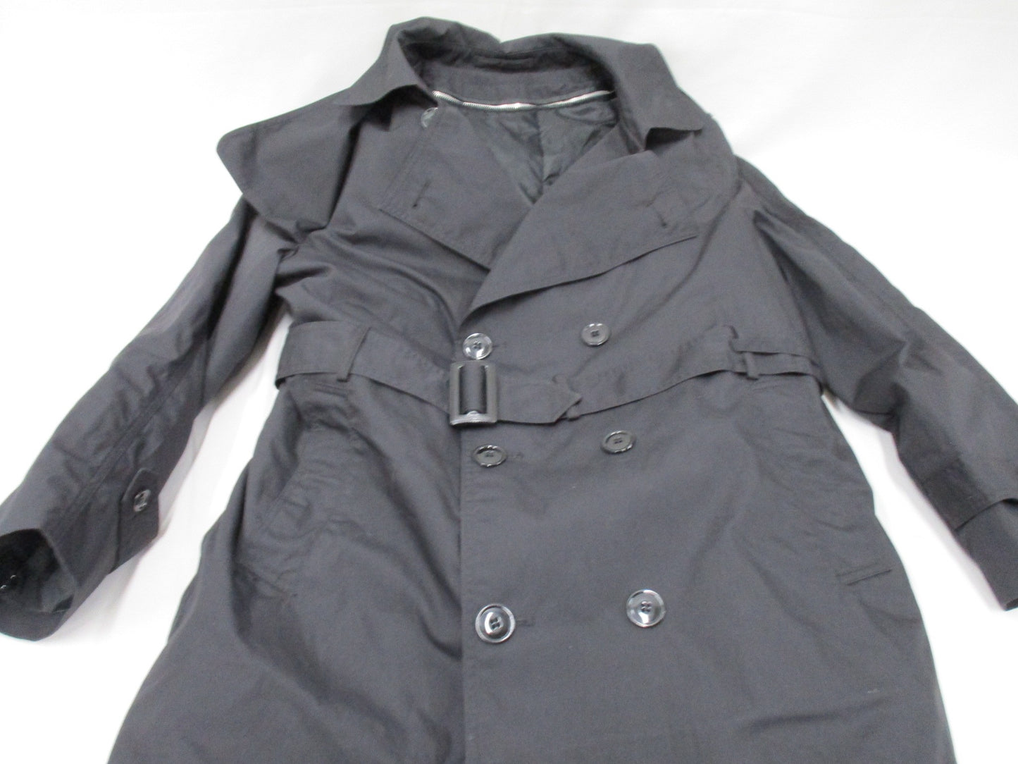 USGI BLACK MILITARY TRENCH COAT DRESS UNIFORM JACKET ARMY ASU RAINCOAT w. LINER
