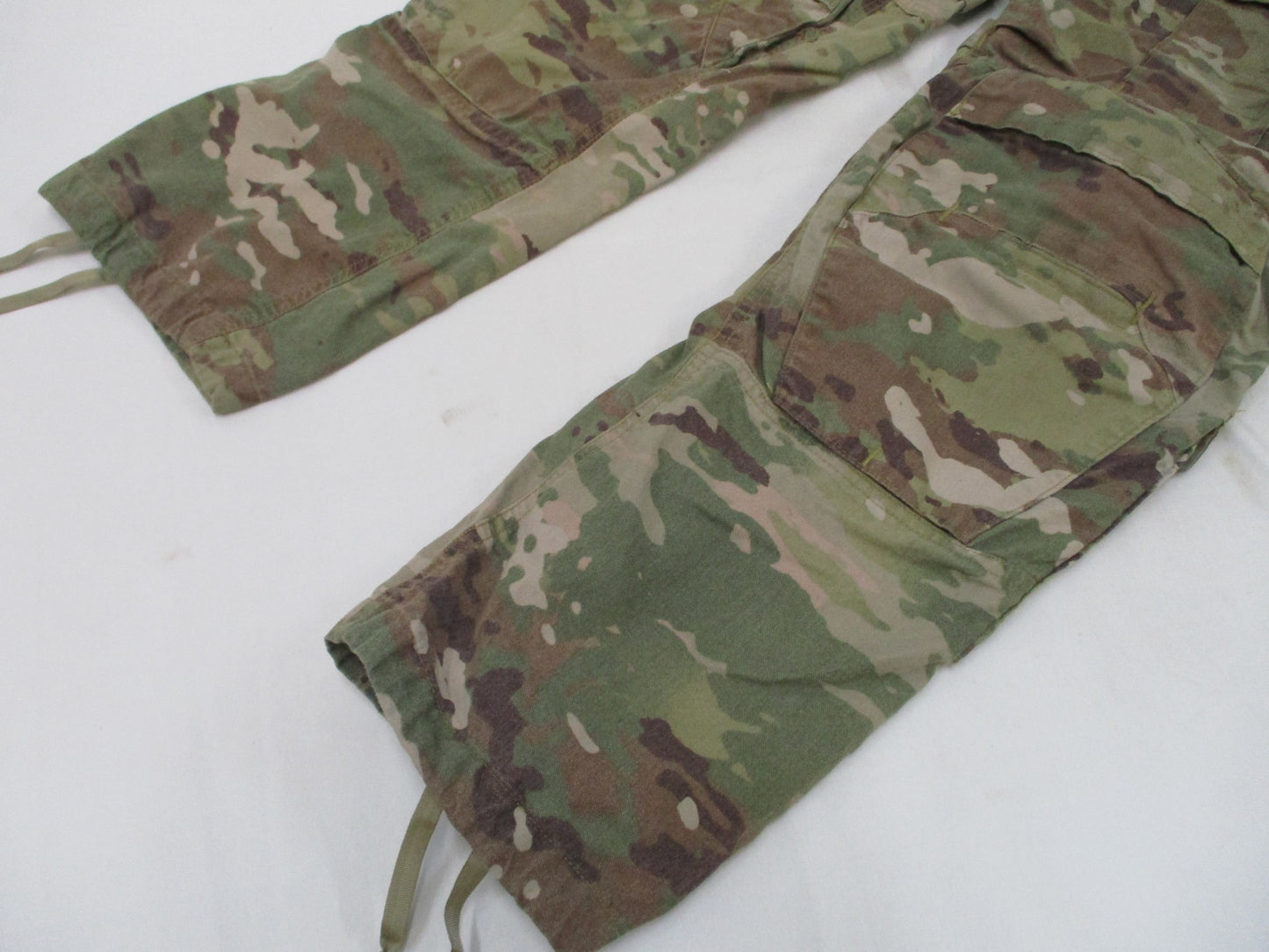 Used Army Advanced Combat Pants with knee pad slots in Scorpion OCP camouflage, size small/regular, by Centex Military Gear.