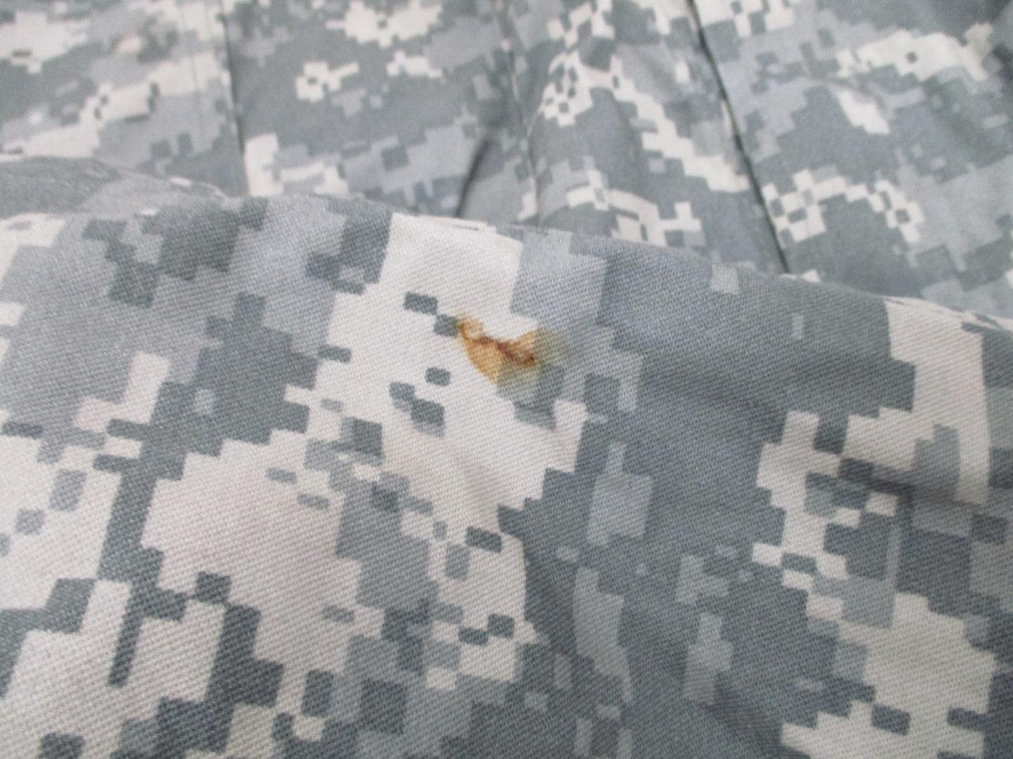 Used Centex Military Gear UCP Type III Army mechanic coveralls in large size, digital camouflage pattern, front pockets, and durable fabric.