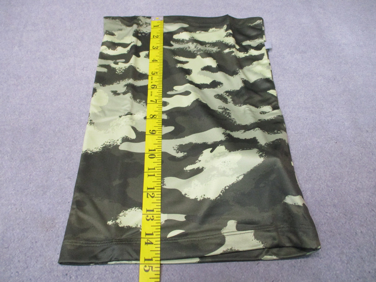 Oakley Hydrolix Neck Gaiter L/XL in painted green camo pattern, FOS900712_viewed flat lay