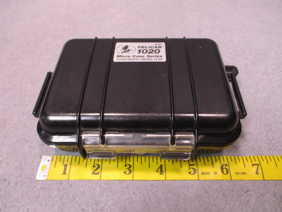 Pair of used black Pelican 1020 Micro Cases, hard storage boxes, USA made