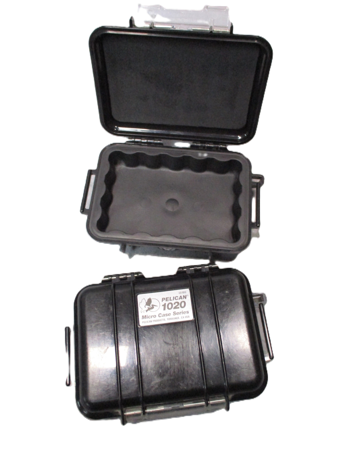 Pair of two black Pelican 1020 Micro Cases, hard storage boxes, USA made and used